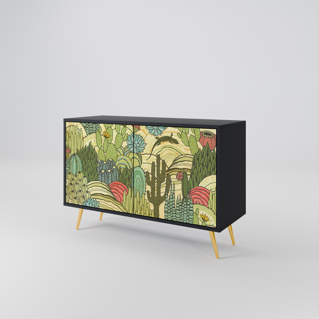 SUCCULENTS KALEIDOSCOPE 2-Door Sideboard in Black Finish