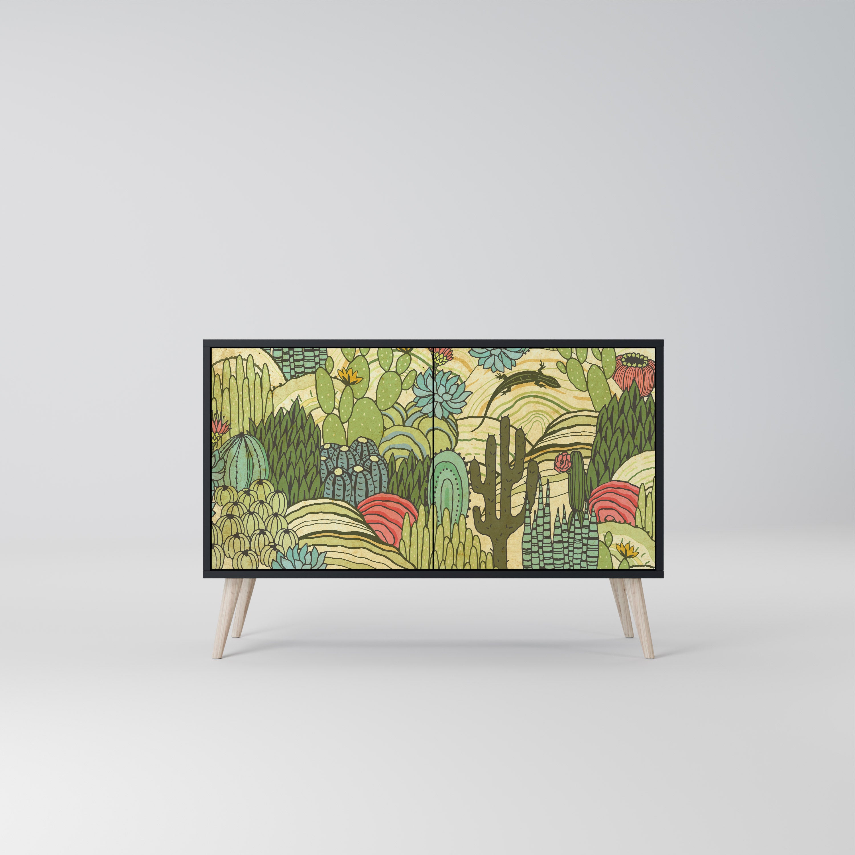 SUCCULENTS KALEIDOSCOPE 2-Door Sideboard in Black Finish