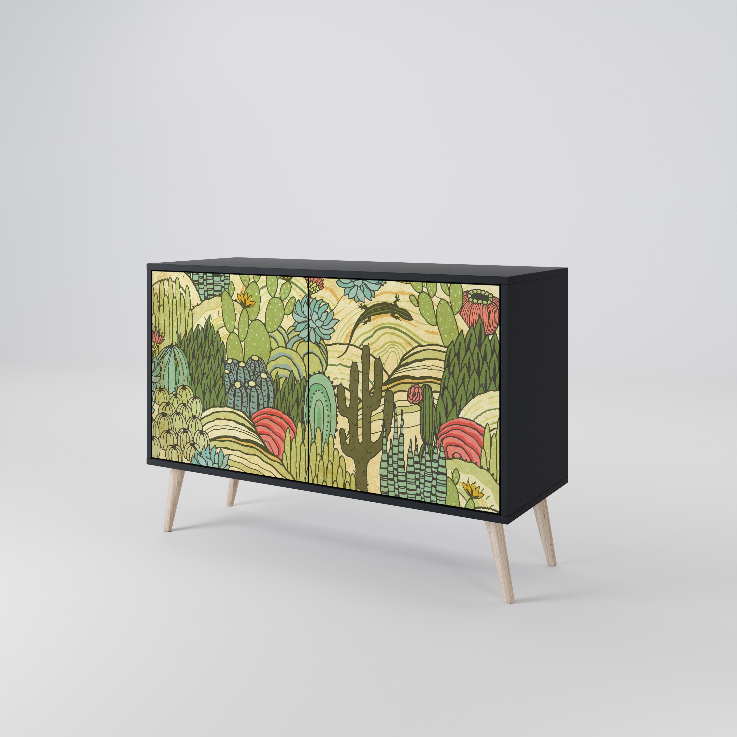 SUCCULENTS KALEIDOSCOPE 2-Door Sideboard in Black Finish