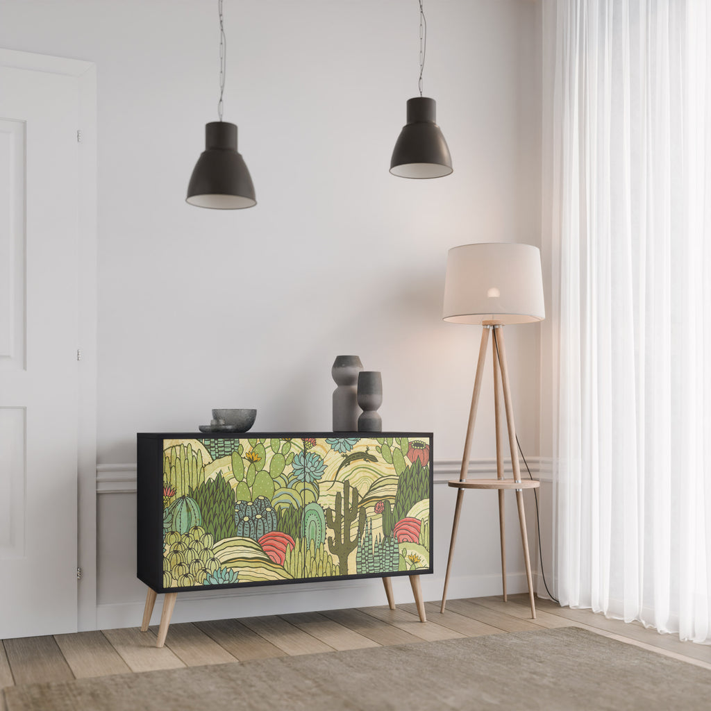 SUCCULENTS KALEIDOSCOPE 2-Door Sideboard in Black Finish