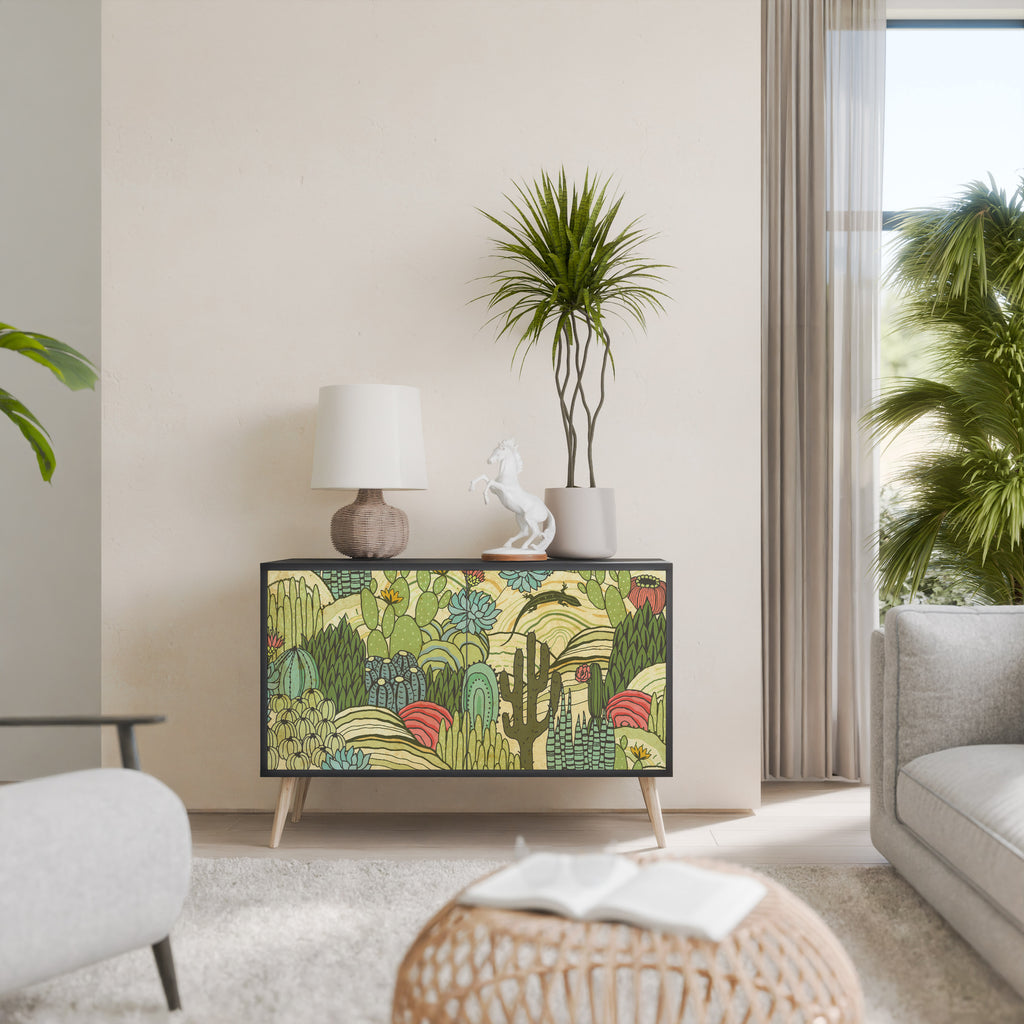 SUCCULENTS KALEIDOSCOPE 2-Door Sideboard in Black Finish