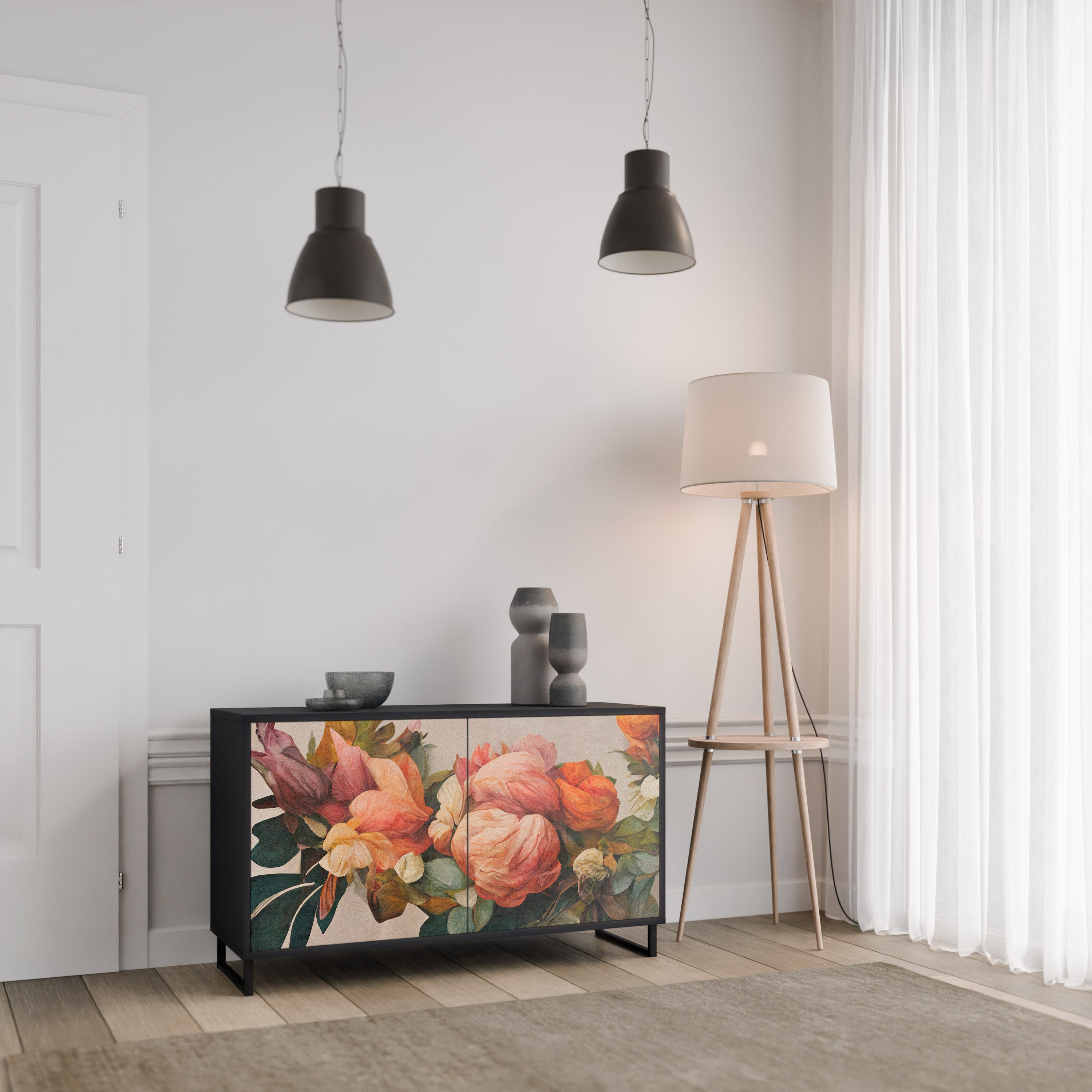 STYLISH BEAUTY 2-Door Sideboard in Black Finish