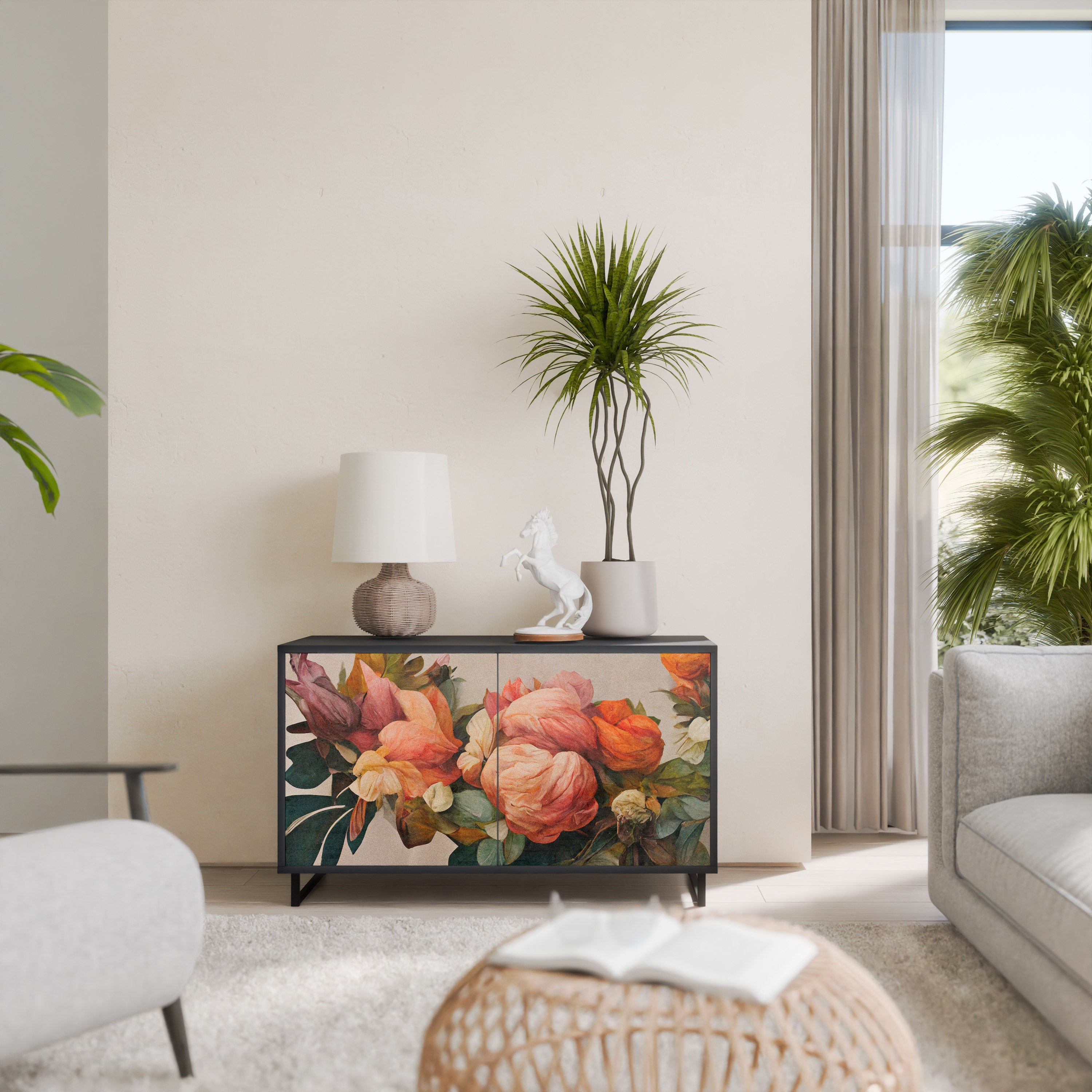 STYLISH BEAUTY 2-Door Sideboard in Black Finish