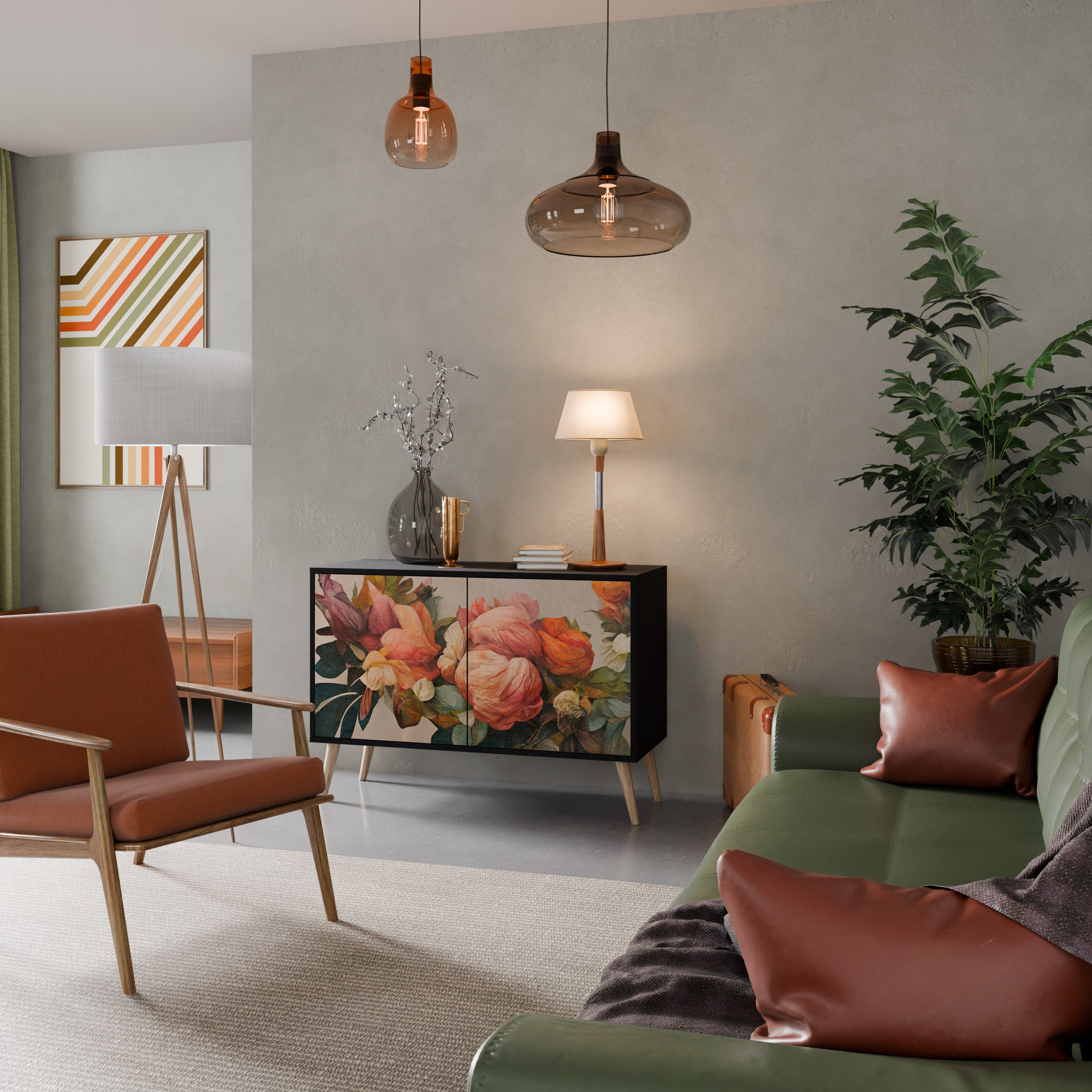 STYLISH BEAUTY 2-Door Sideboard in Black Finish