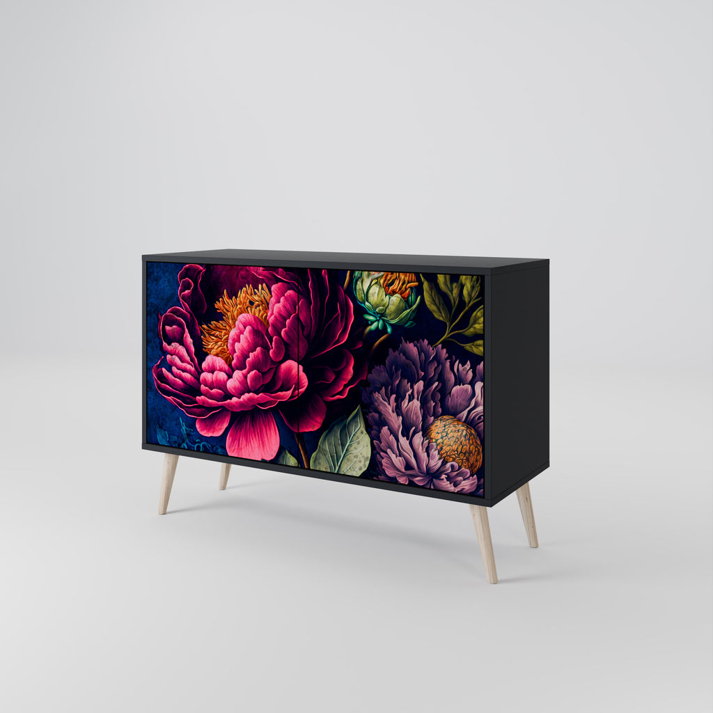 BLOOMING ELEGANCE 2-Door Sideboard in Black Finish