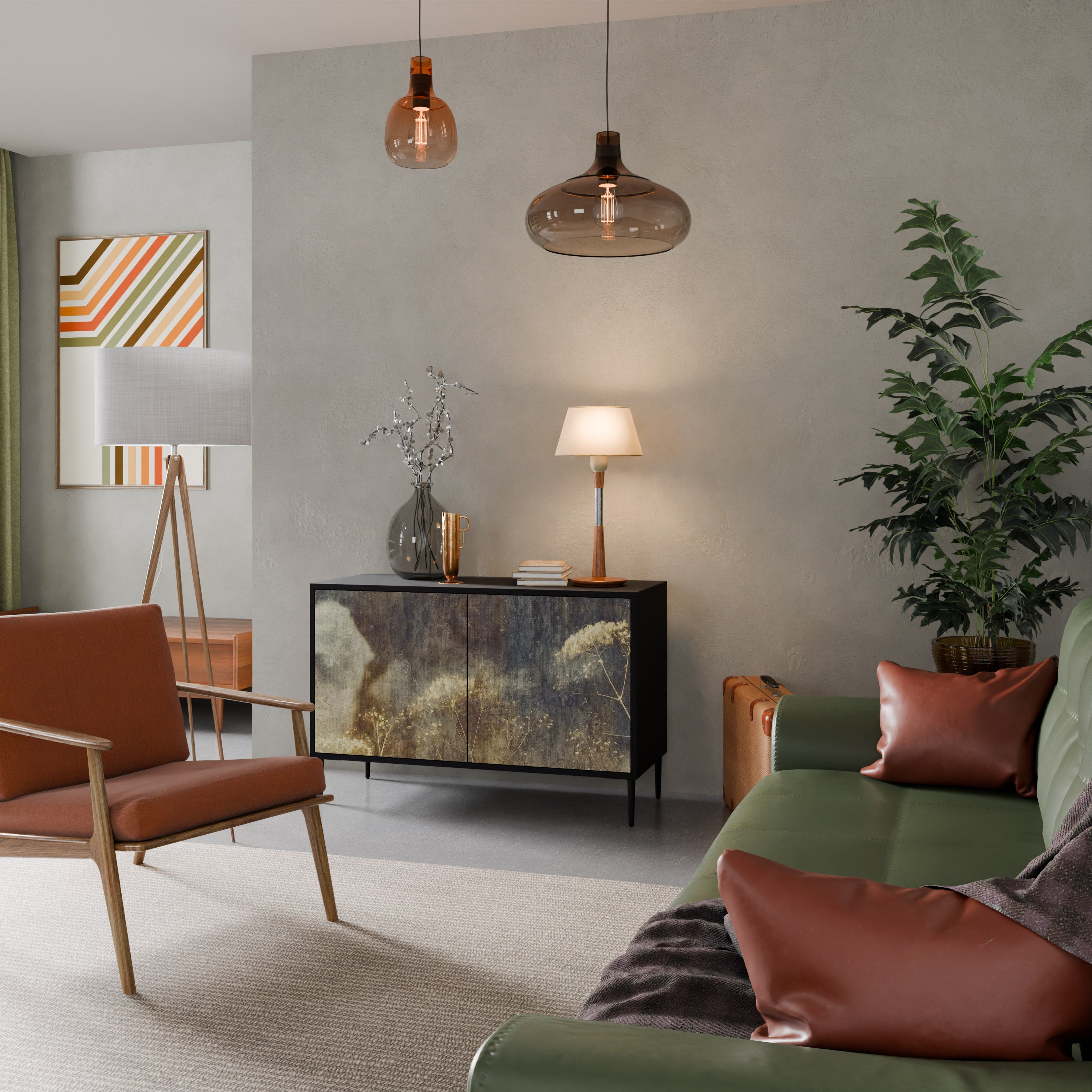 GENTLE POWER 2-Door Sideboard in Black Finish