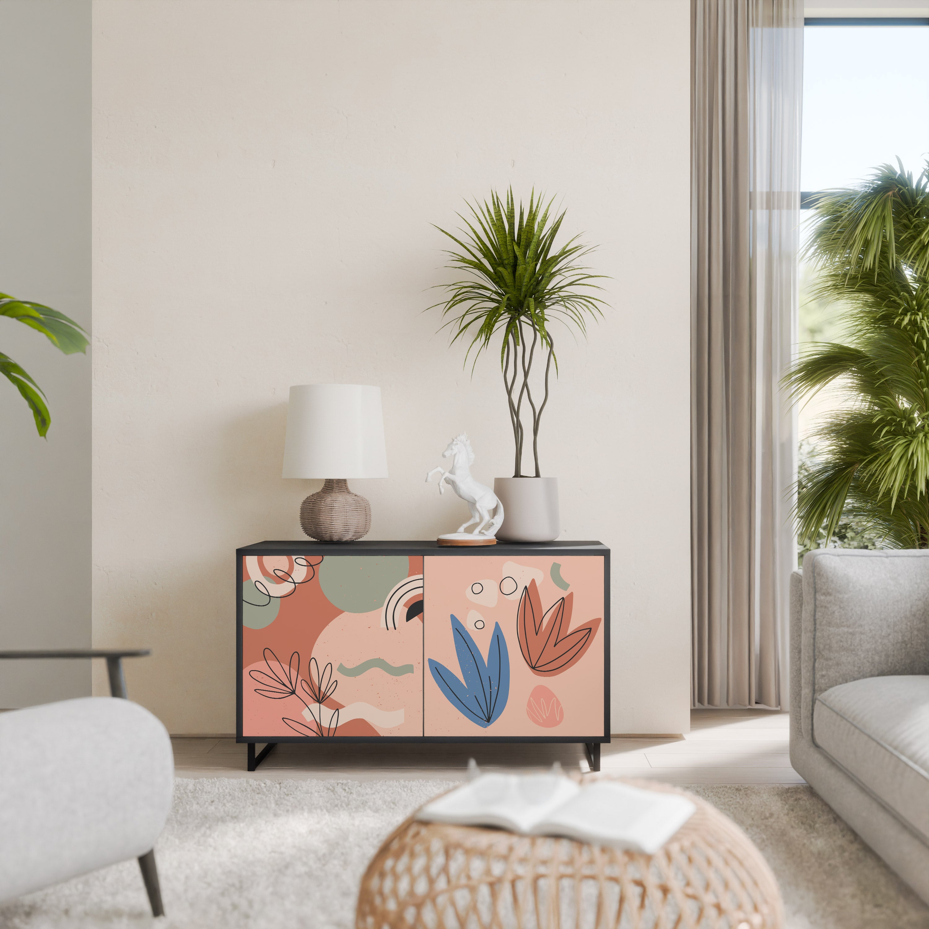 PASTEL DESTINY 2-Door Sideboard in Black Finish