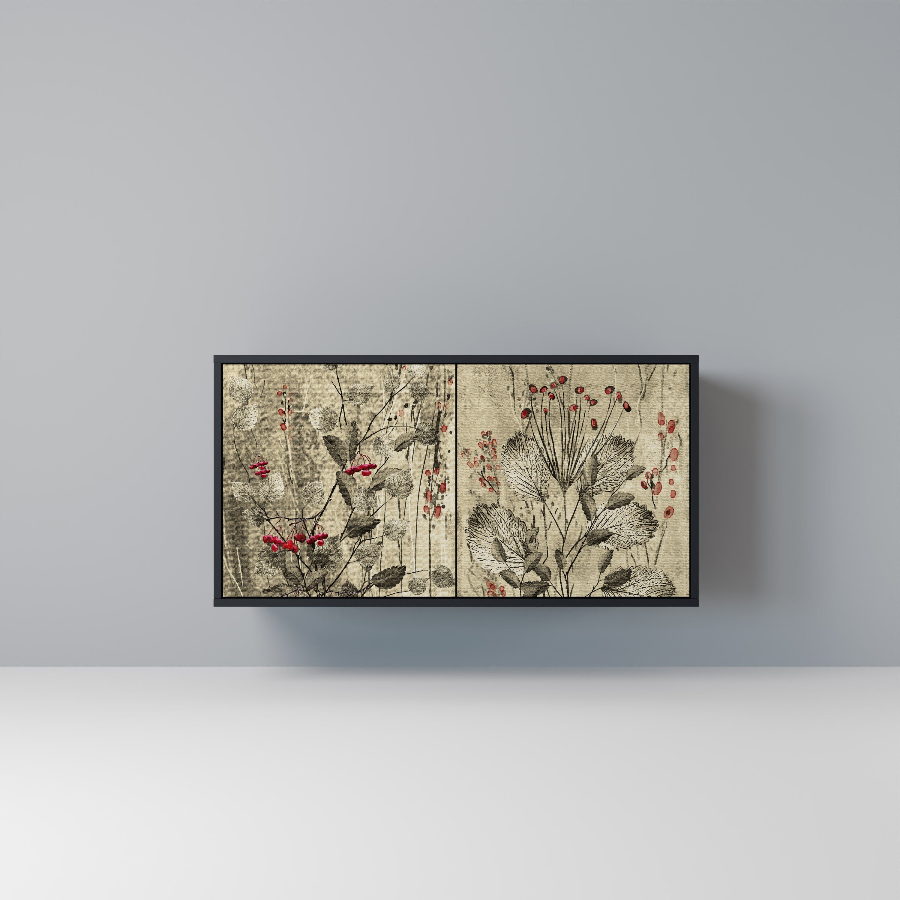 HERBAL GRACE 2-Door Sideboard in Black Finish