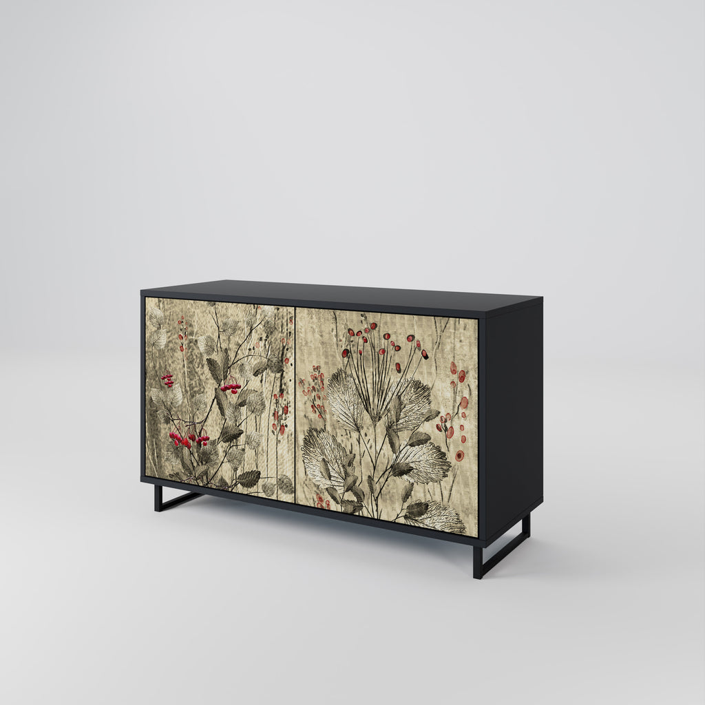 HERBAL GRACE 2-Door Sideboard in Black Finish