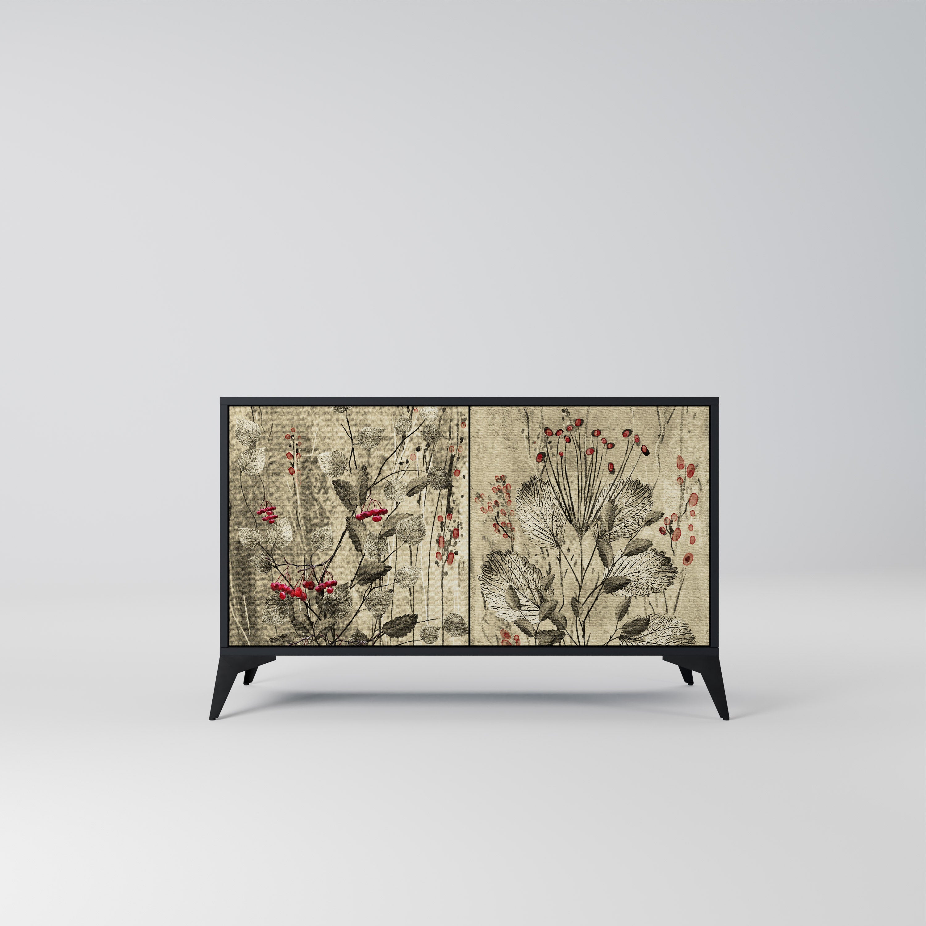 HERBAL GRACE 2-Door Sideboard in Black Finish