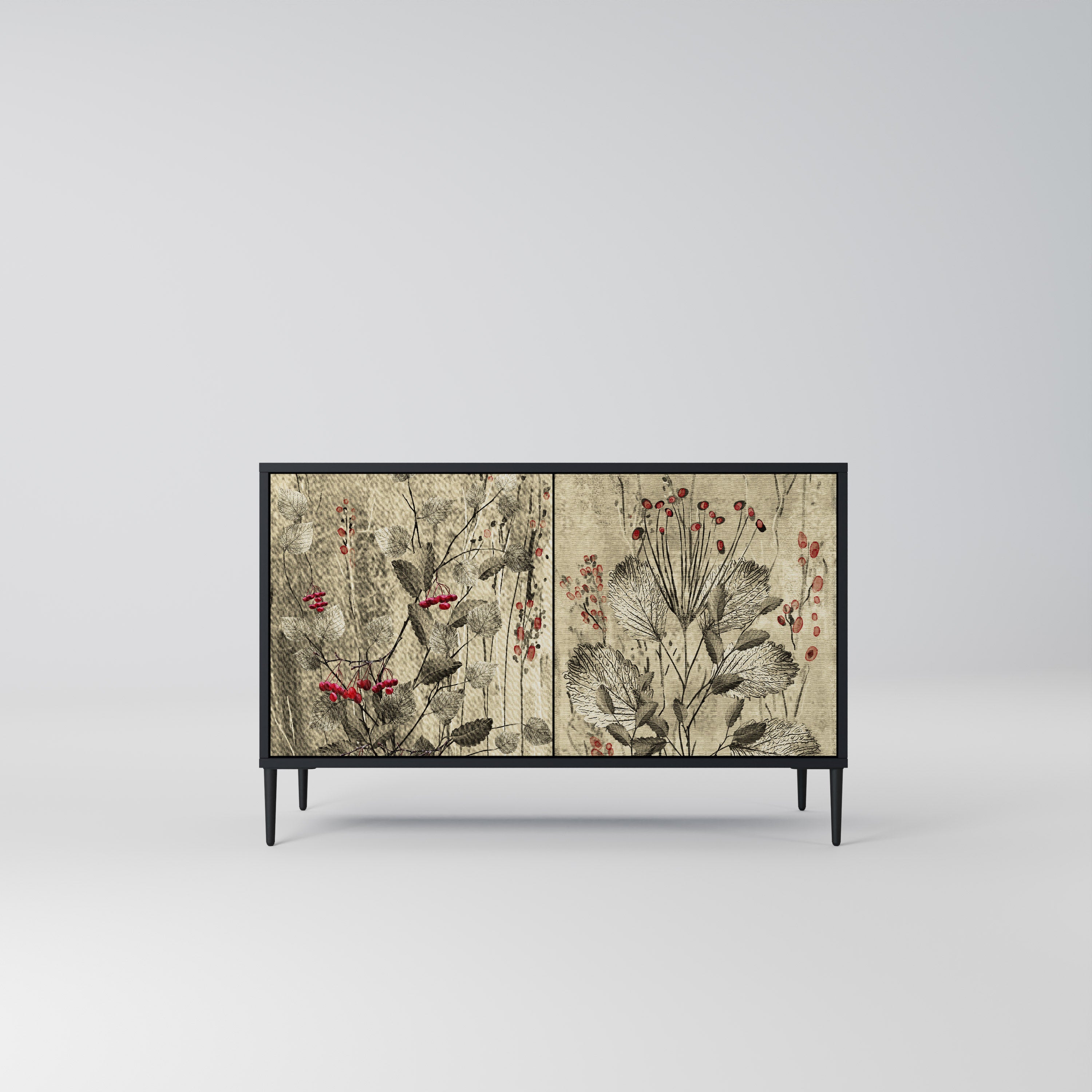 HERBAL GRACE 2-Door Sideboard in Black Finish