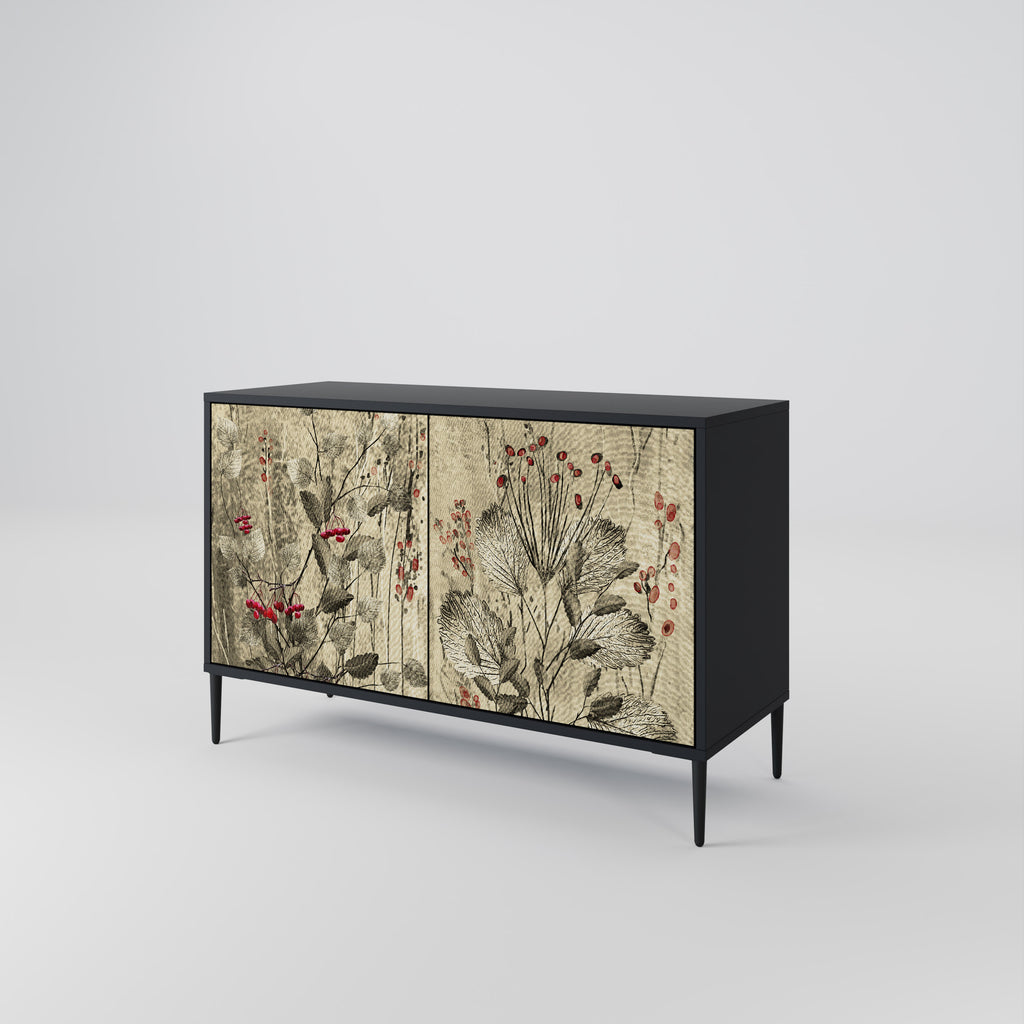 HERBAL GRACE 2-Door Sideboard in Black Finish
