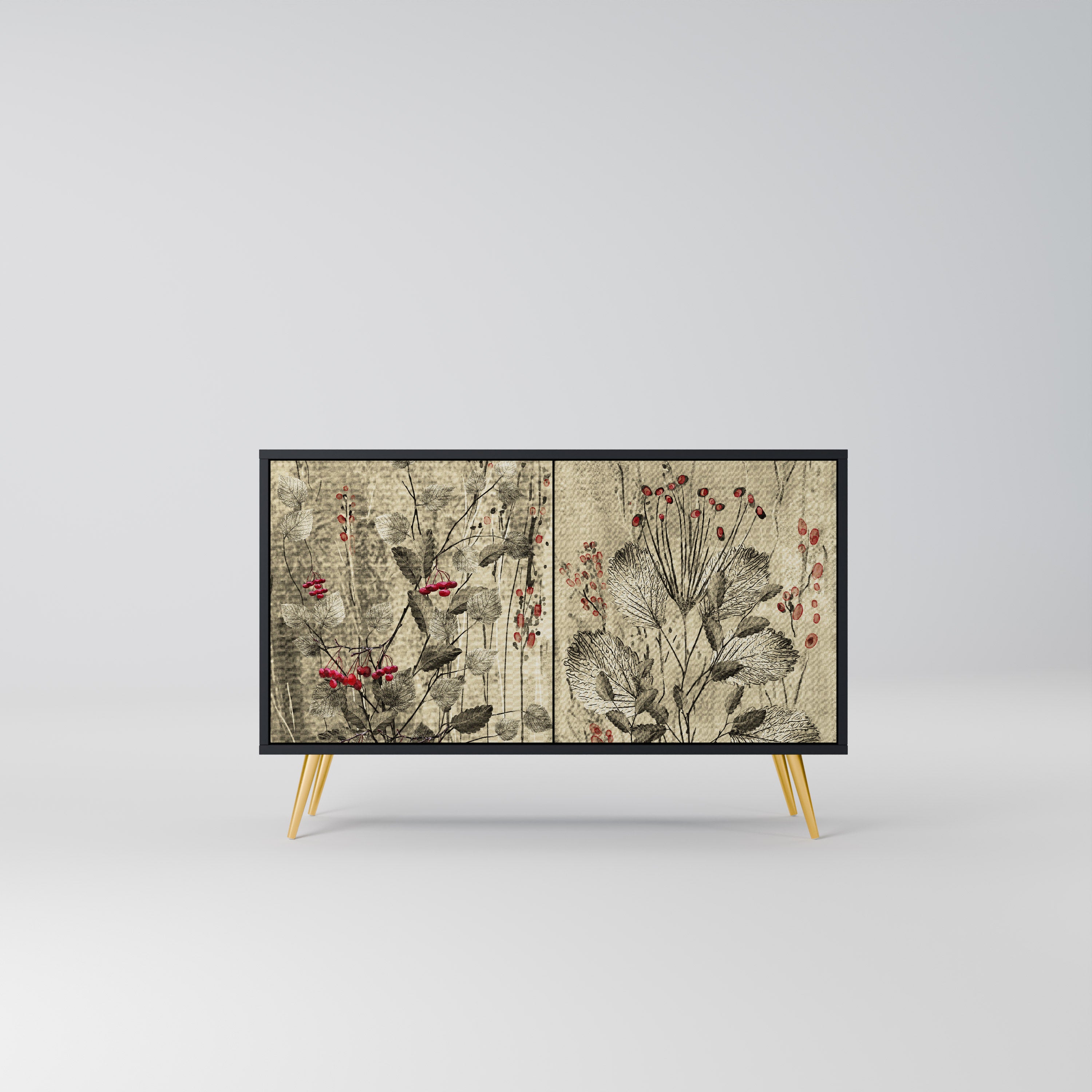 HERBAL GRACE 2-Door Sideboard in Black Finish