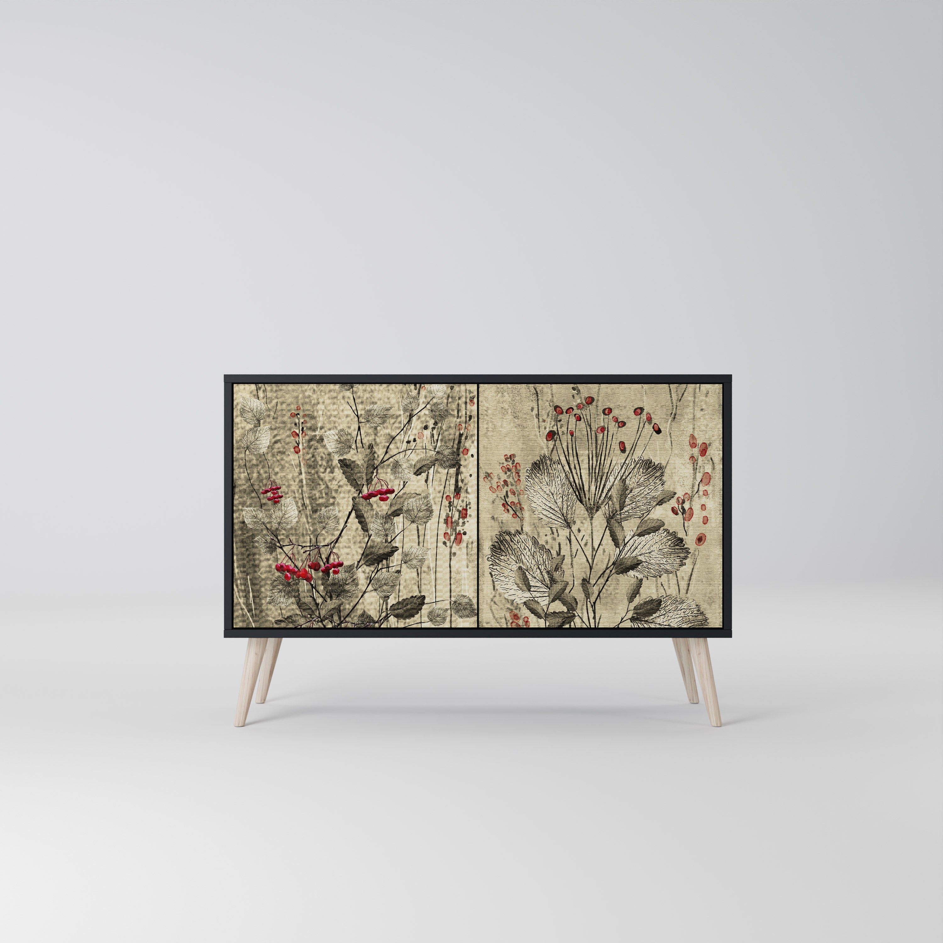 HERBAL GRACE 2-Door Sideboard in Black Finish