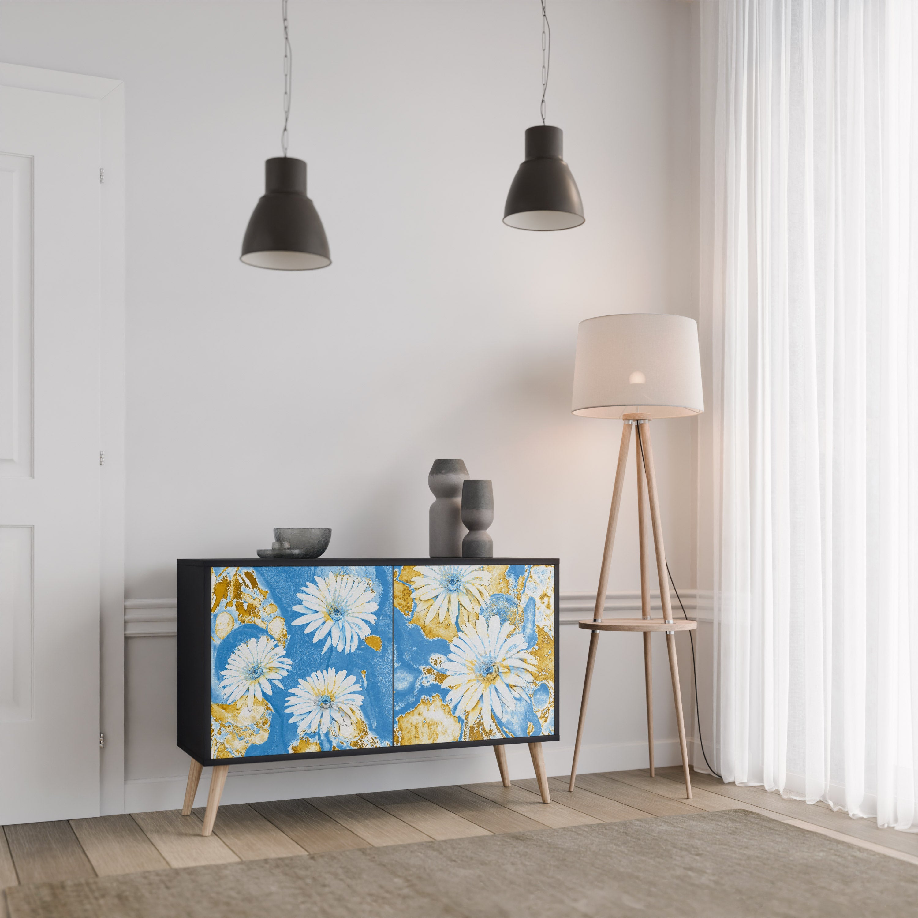 DAISY LUXE 2-Door Sideboard in Black Finish