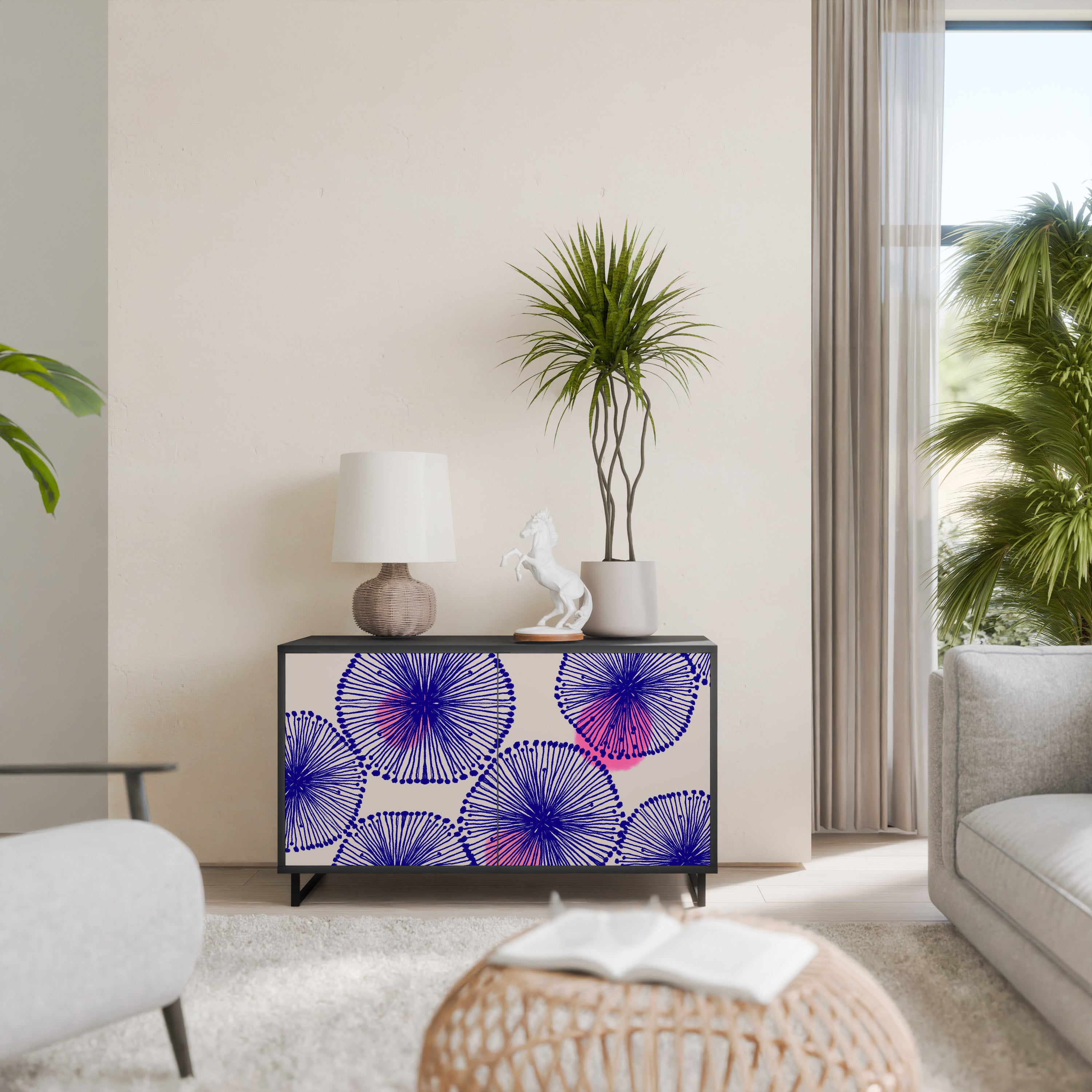 MAGIC NATURE 2-Door Sideboard in Black Finish