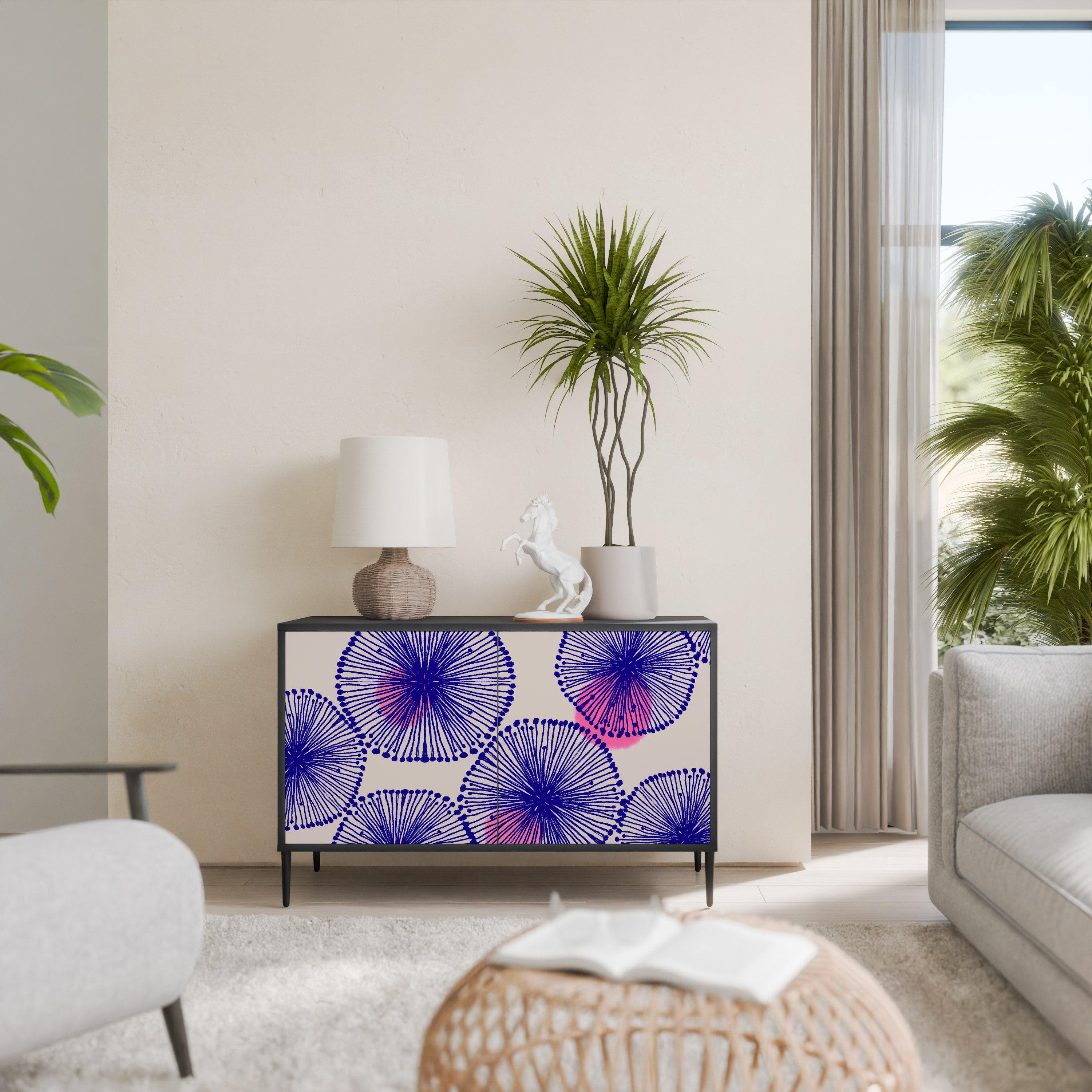 MAGIC NATURE 2-Door Sideboard in Black Finish