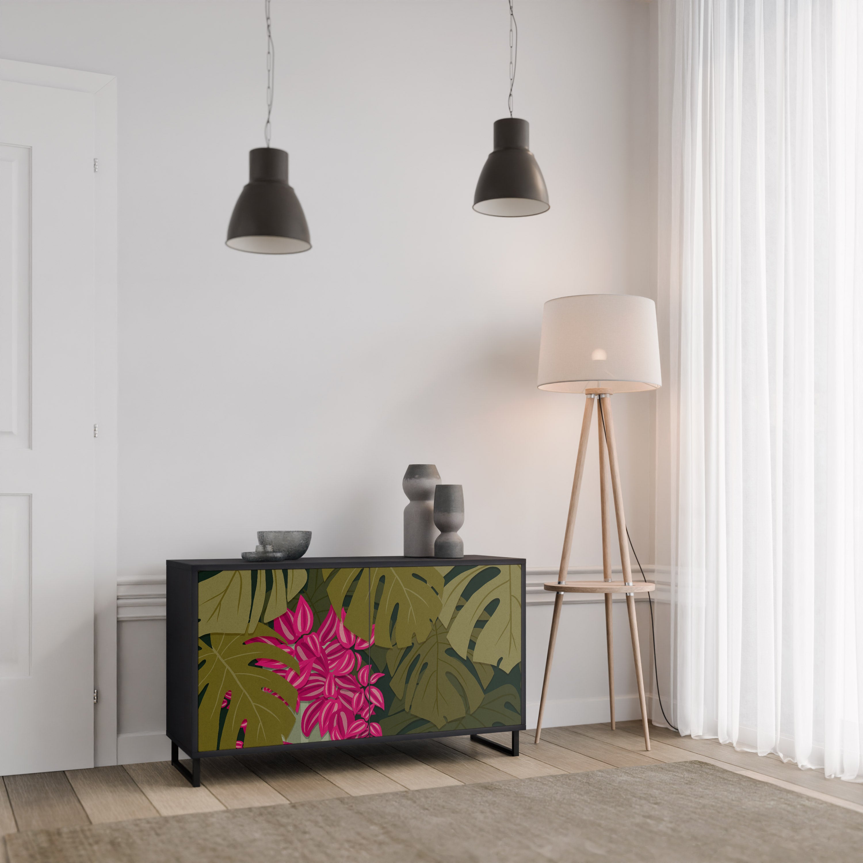 TROPICAL BEAUTY 2-Door Sideboard in Black Finish
