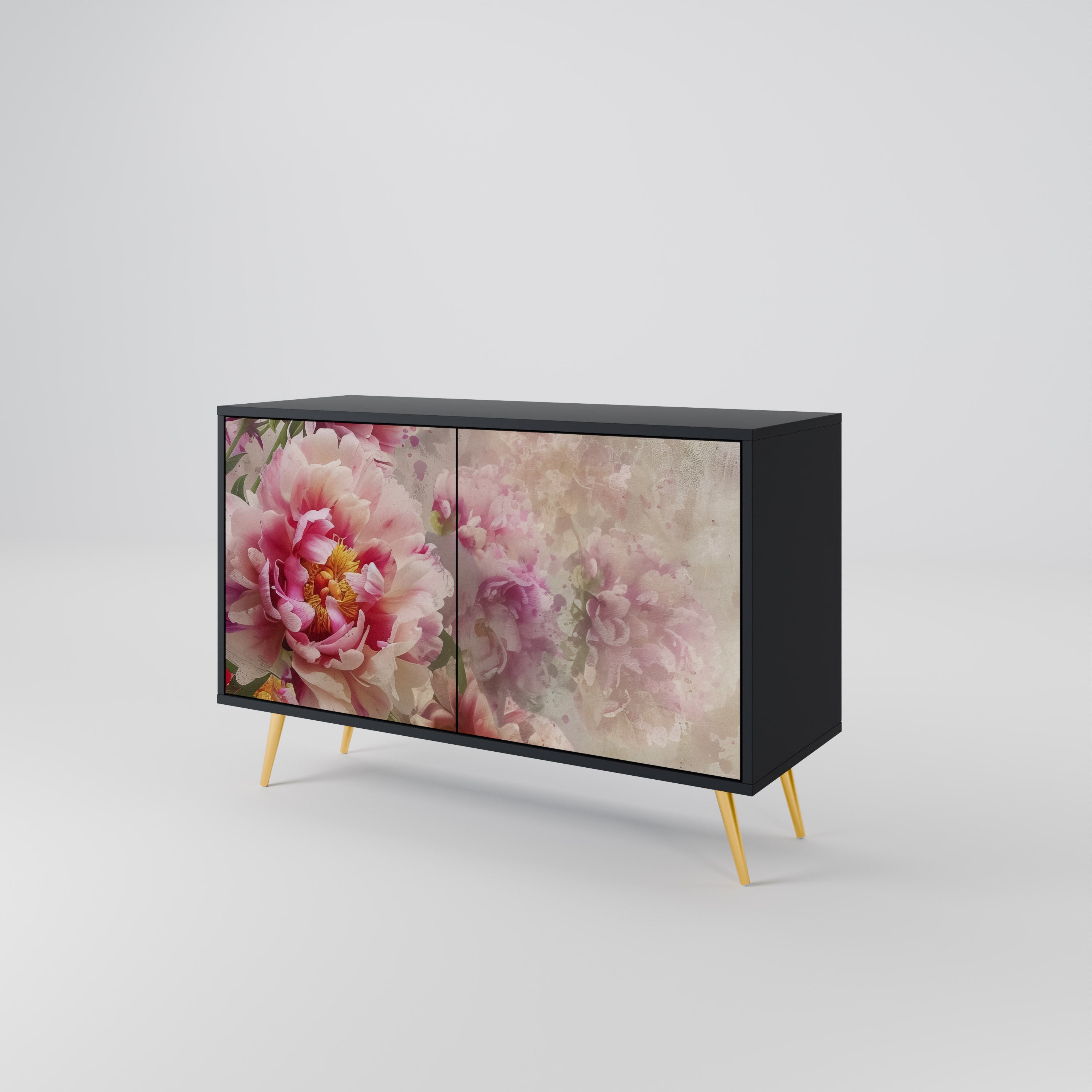 PEONY WHISPER 2-Door Sideboard in Black Finish