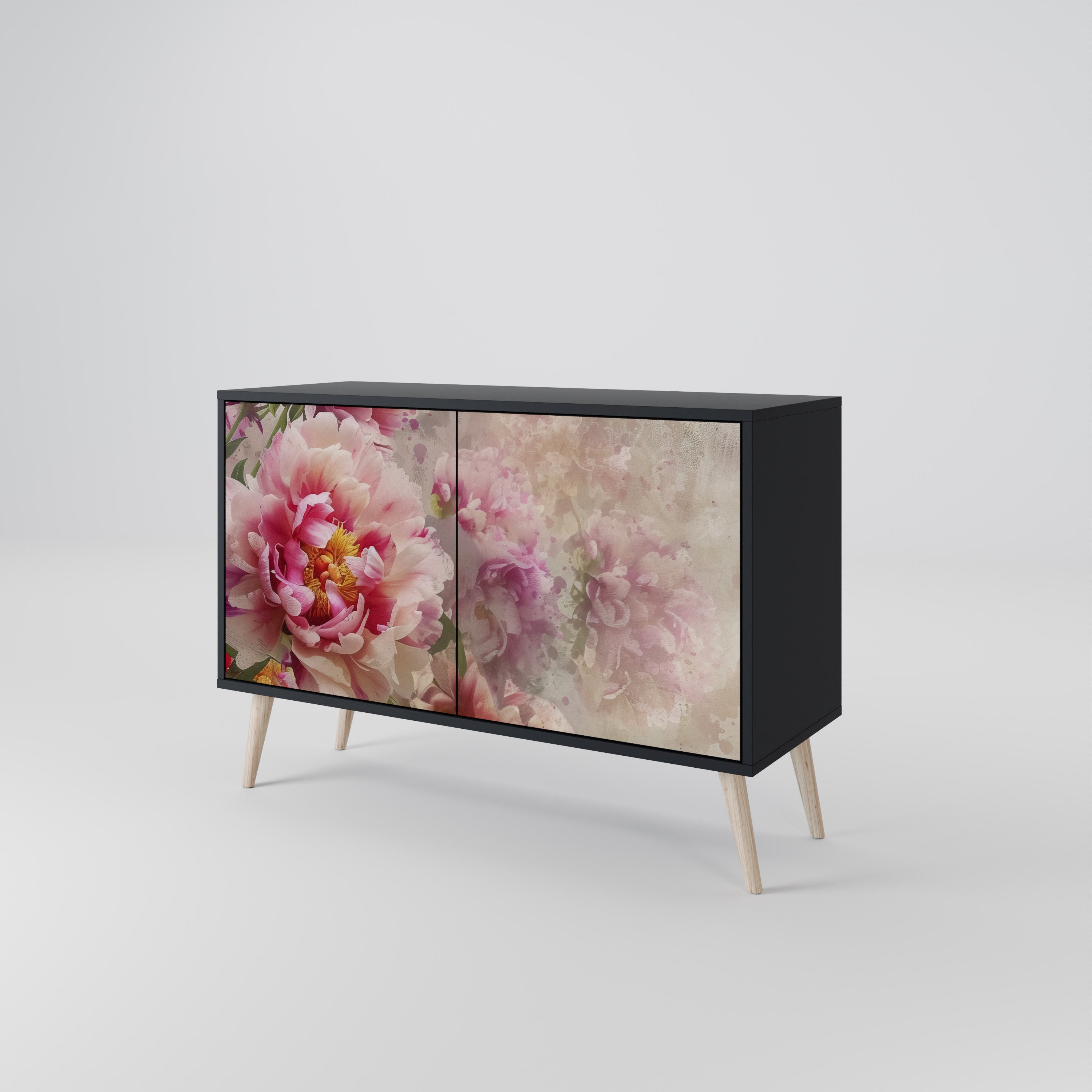 PEONY WHISPER 2-Door Sideboard in Black Finish