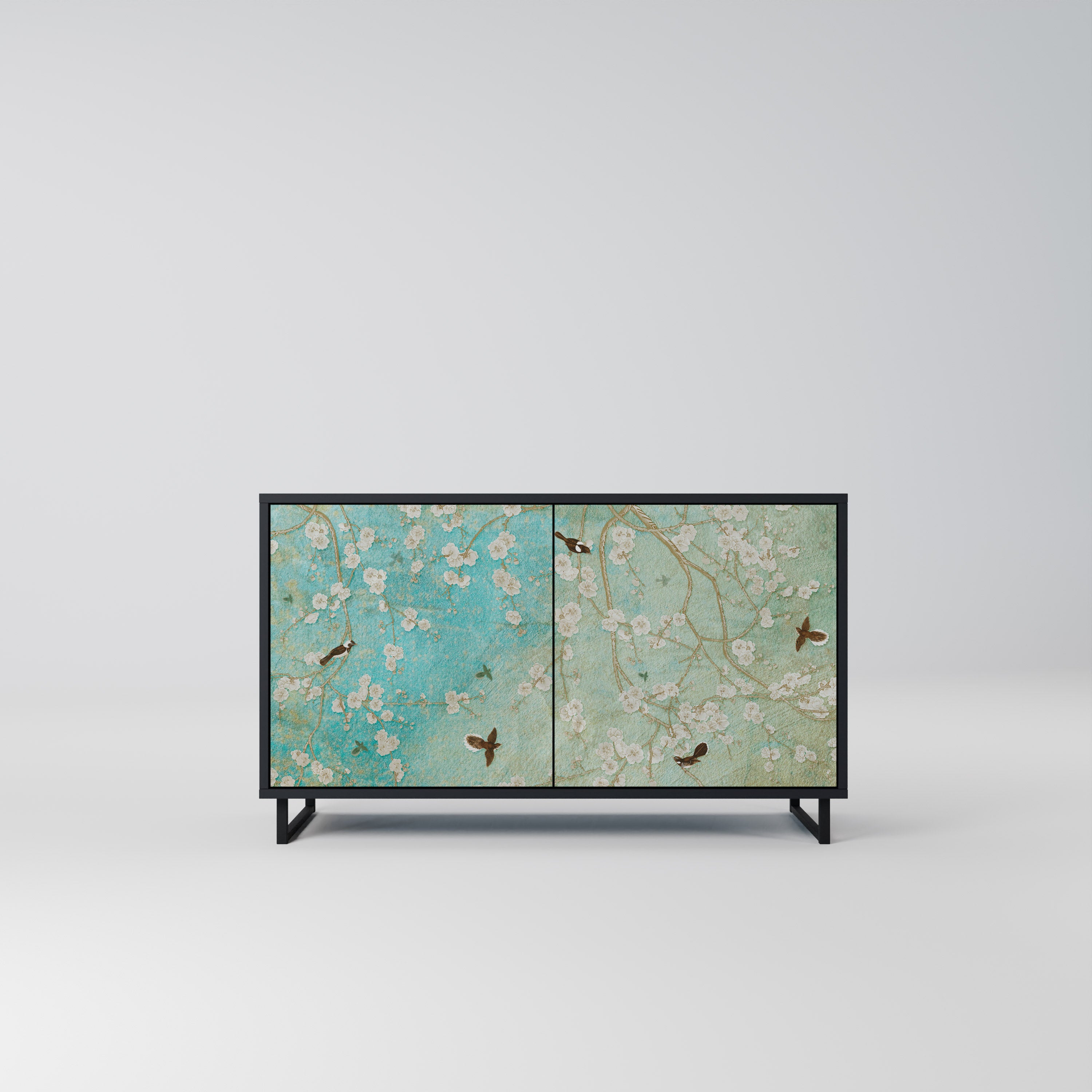 BLOOMING CHARM 2-Door Sideboard in Black Finish