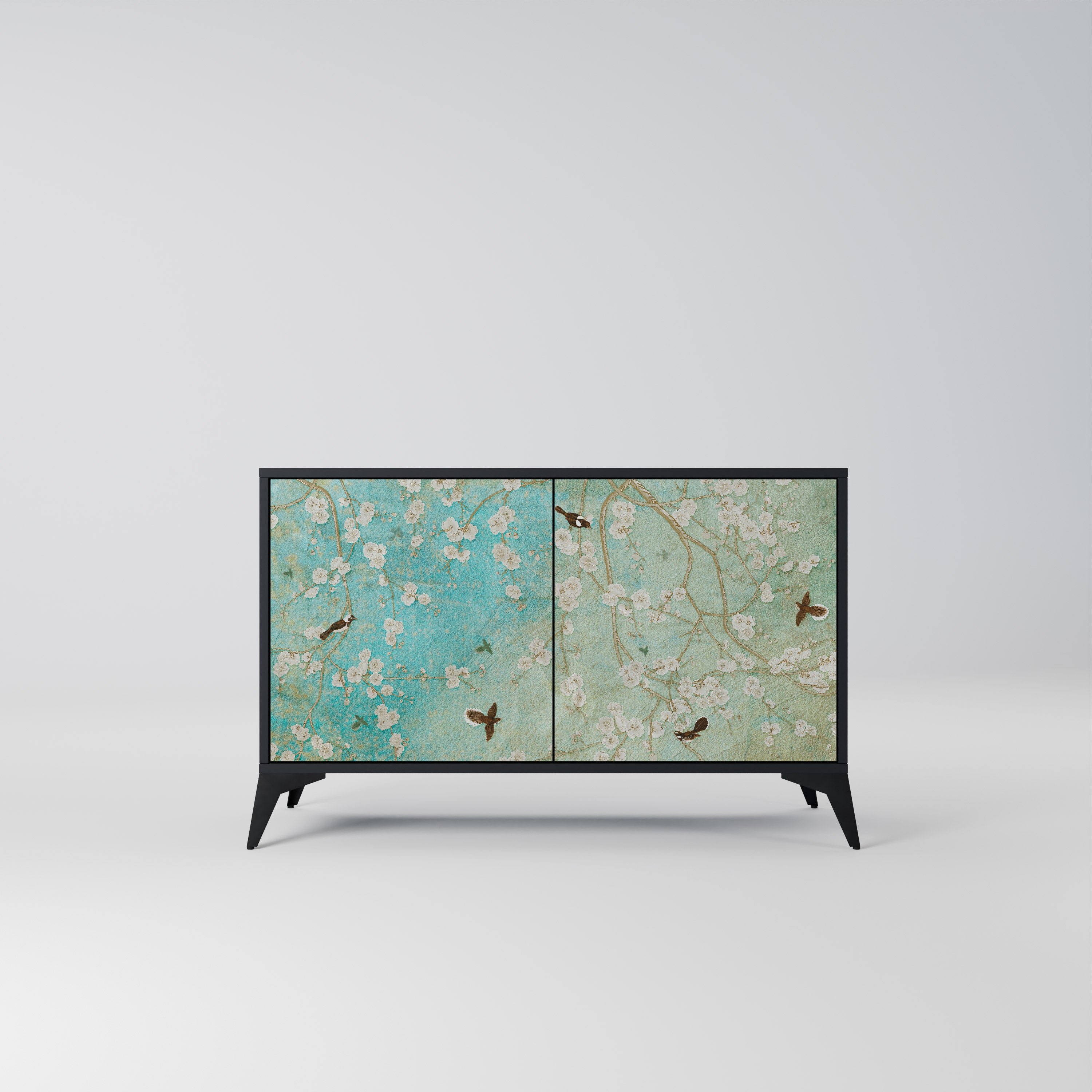 BLOOMING CHARM 2-Door Sideboard in Black Finish