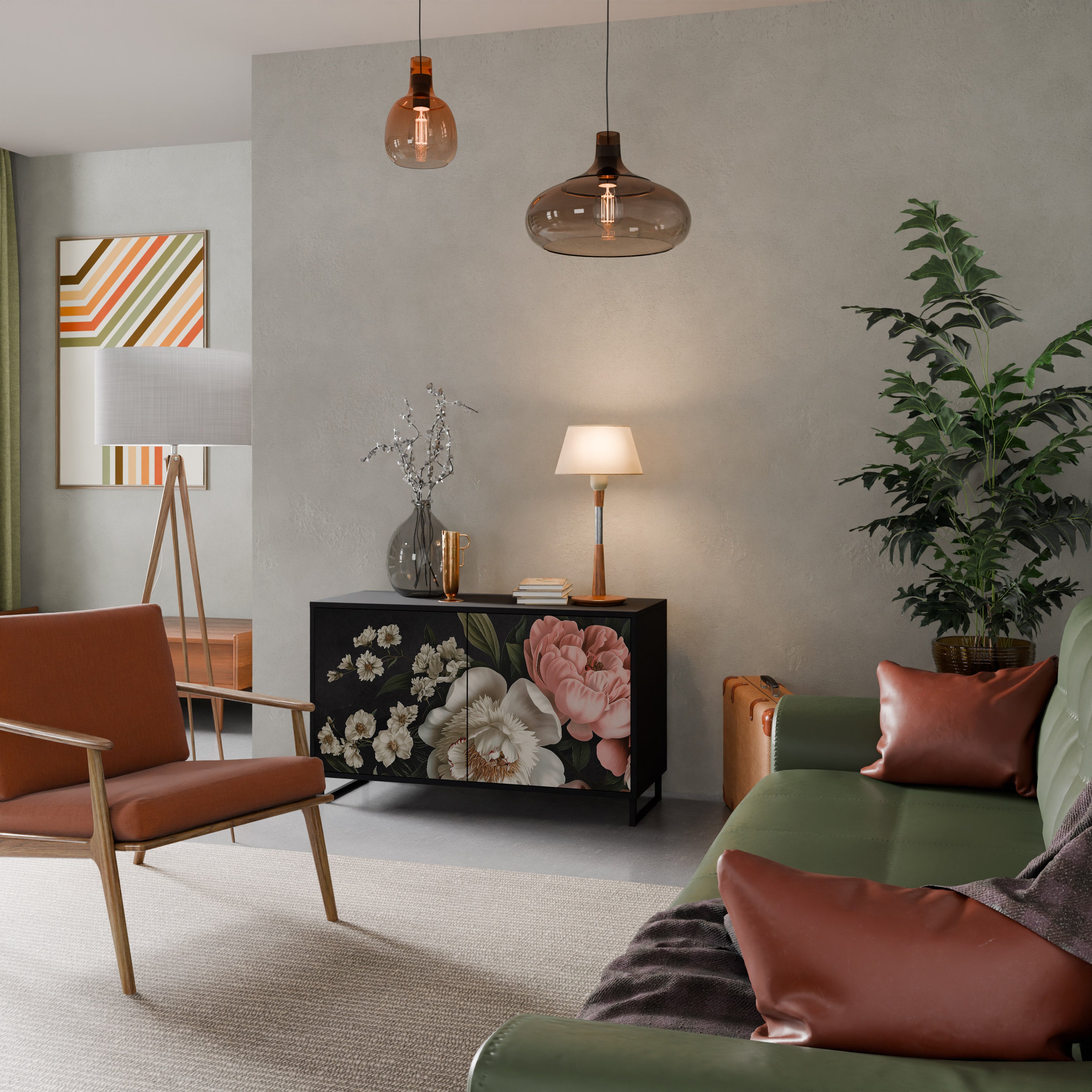 LUSH ELEGANCE 2-Door Sideboard in Black Finish