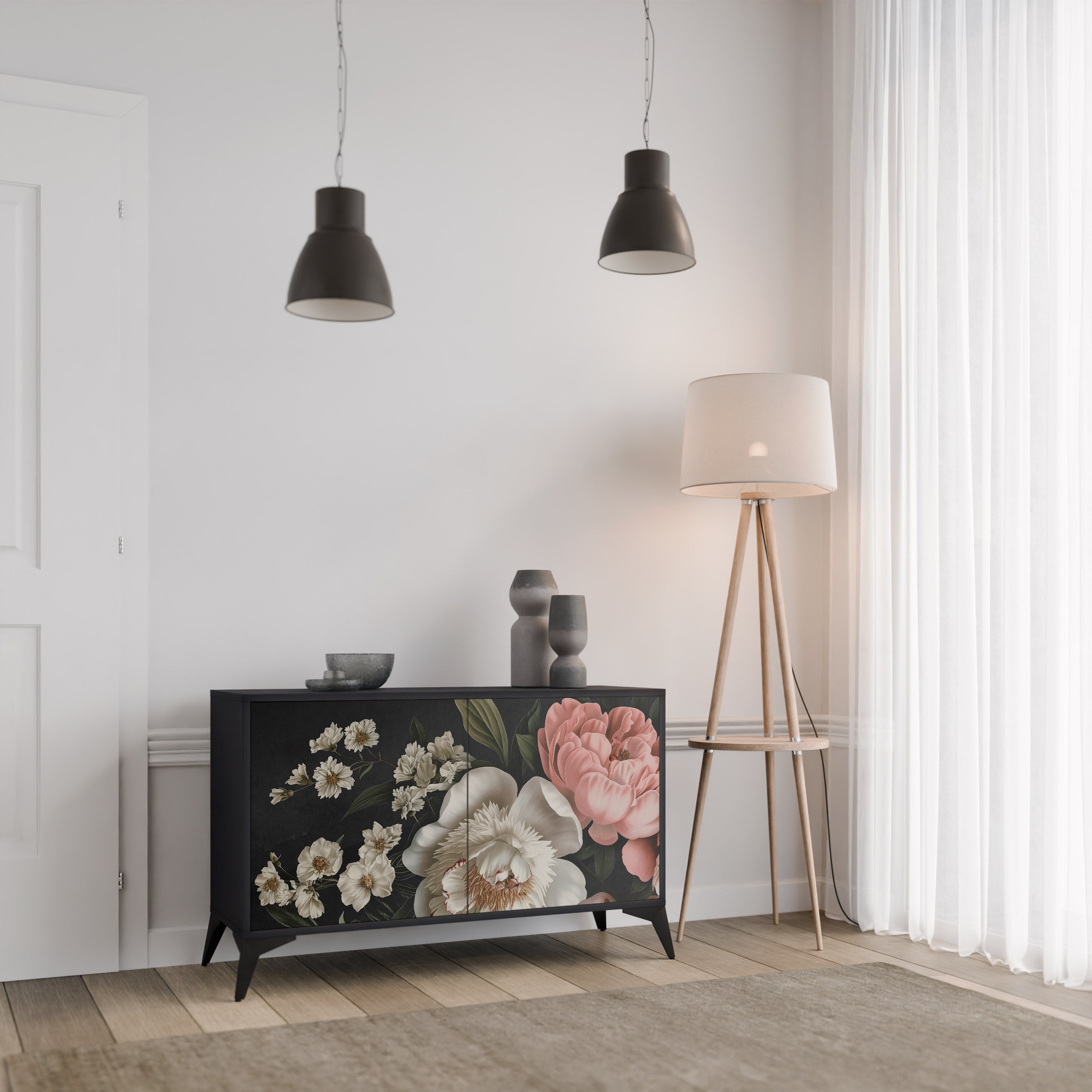 LUSH ELEGANCE 2-Door Sideboard in Black Finish