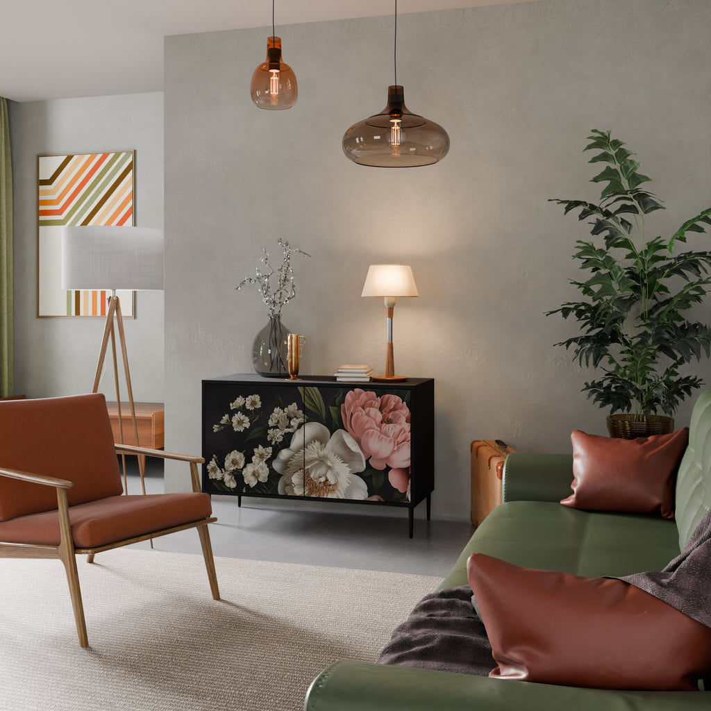 LUSH ELEGANCE 2-Door Sideboard in Black Finish