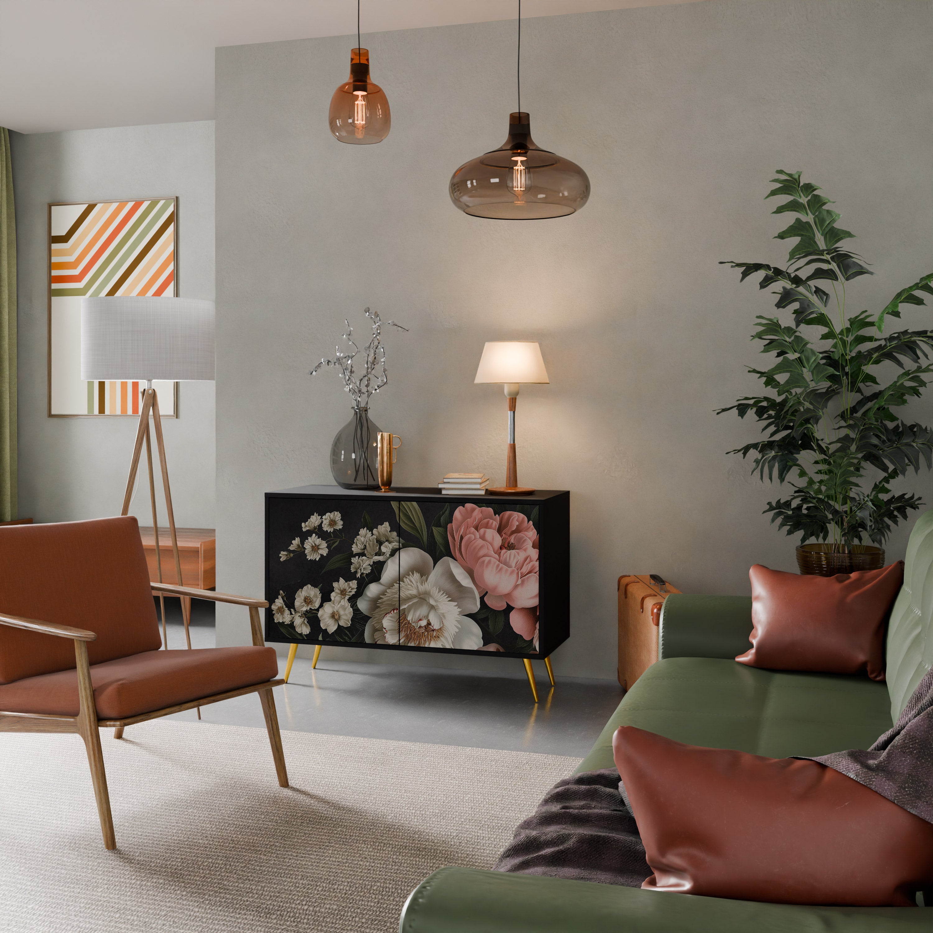 LUSH ELEGANCE 2-Door Sideboard in Black Finish