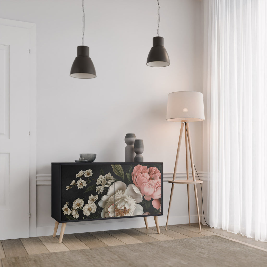 LUSH ELEGANCE 2-Door Sideboard in Black Finish