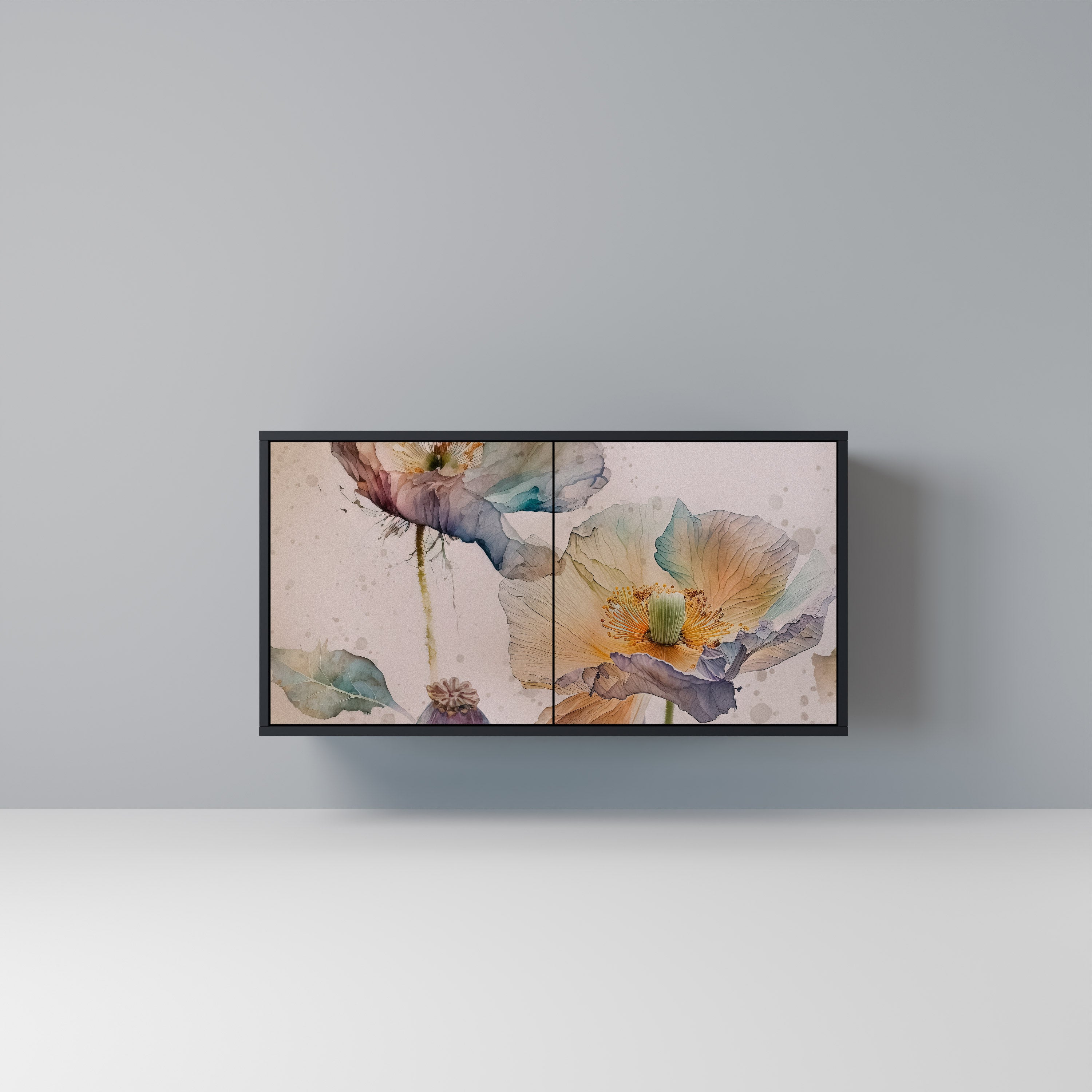 SOFTEN POPPY 2-Door Sideboard in Black Finish