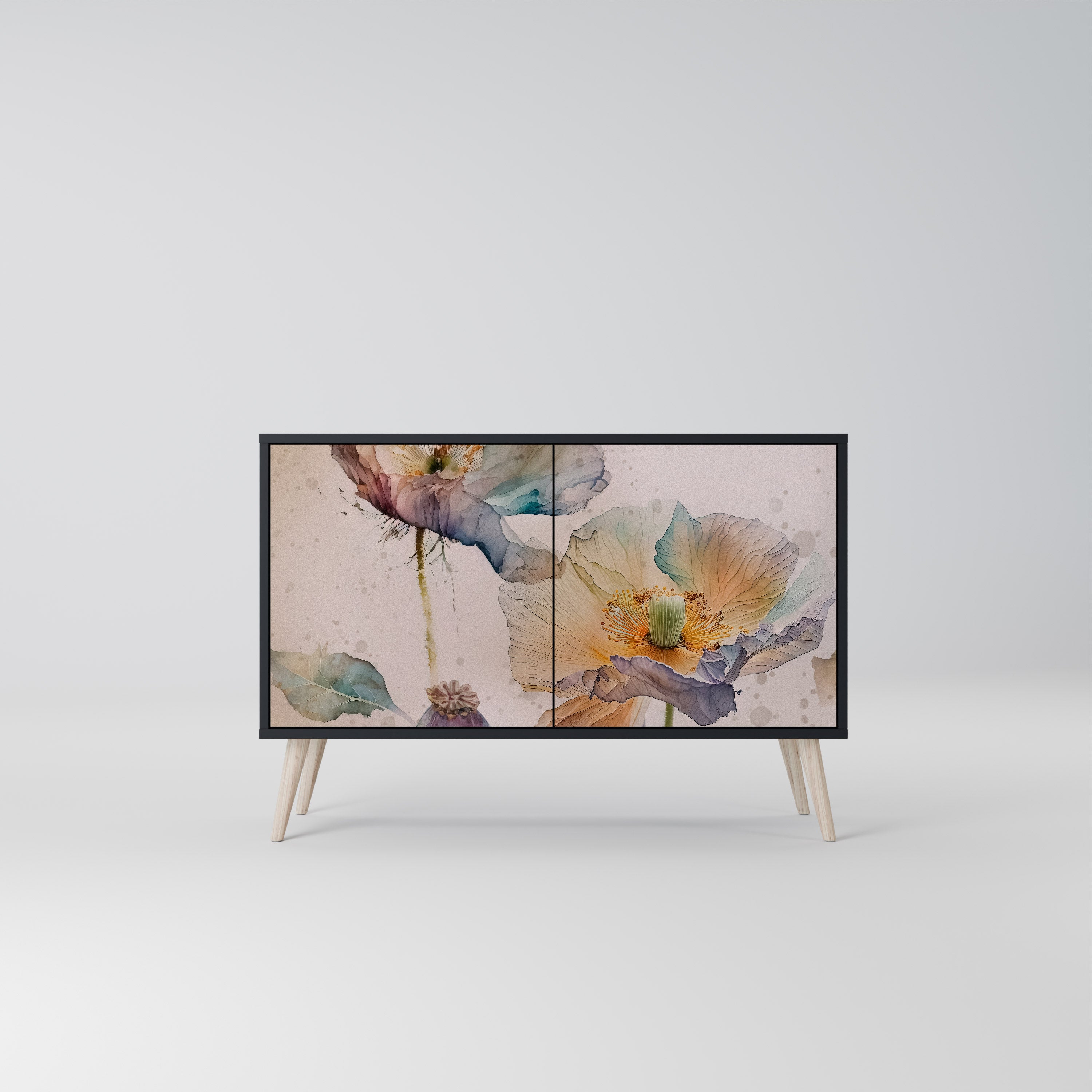 SOFTEN POPPY 2-Door Sideboard in Black Finish