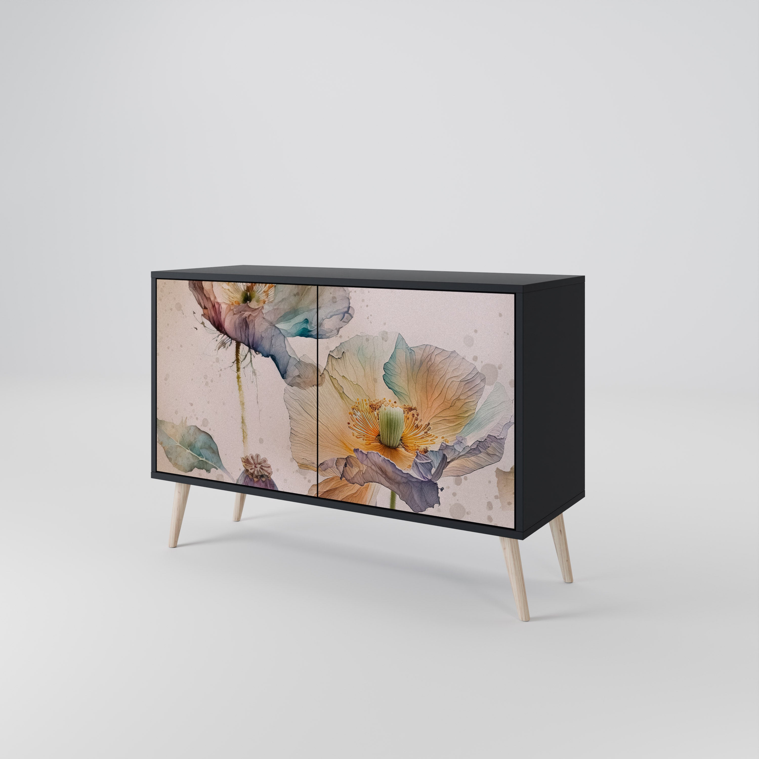 SOFTEN POPPY 2-Door Sideboard in Black Finish