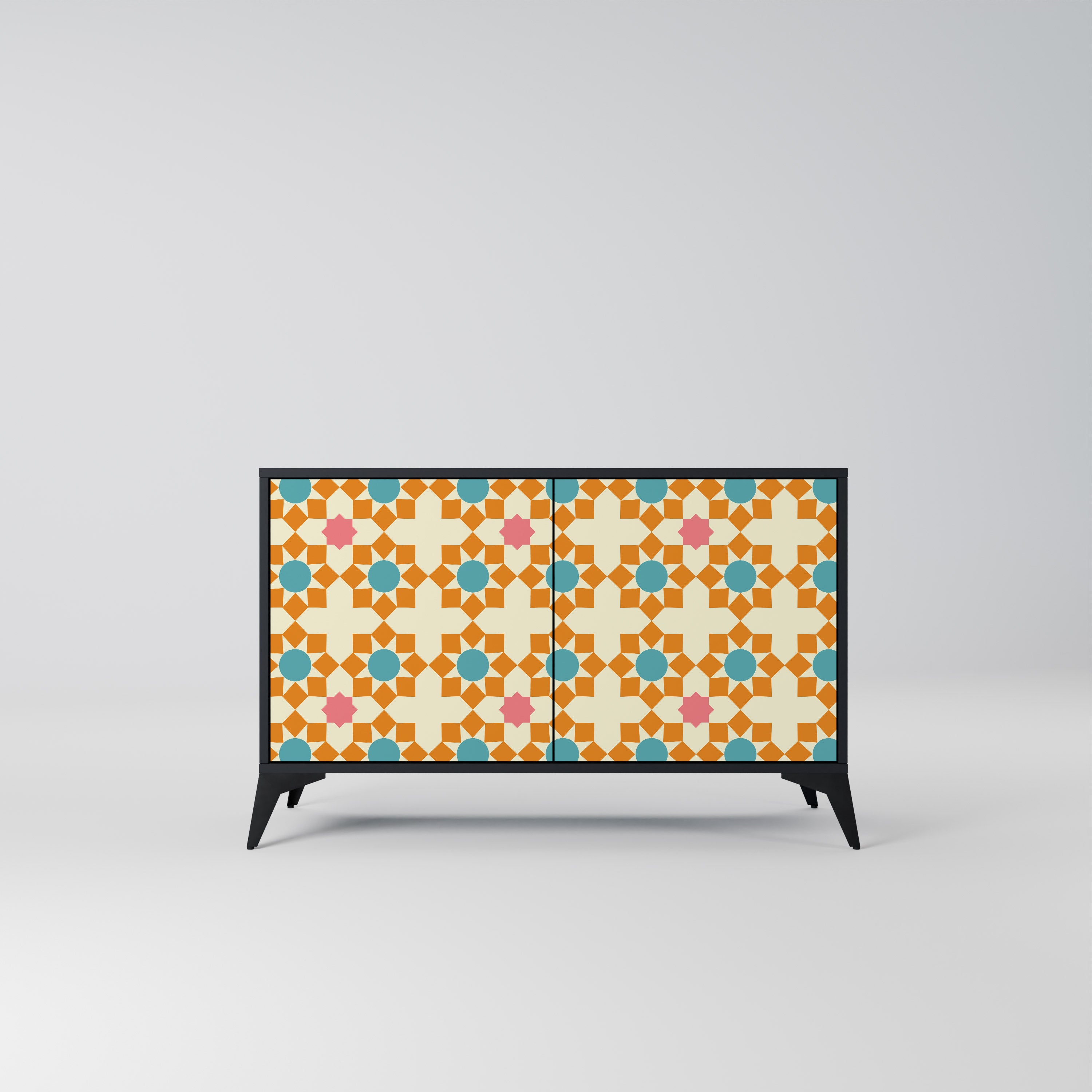 FLORAL DECOR 2-Door Sideboard in Black Finish