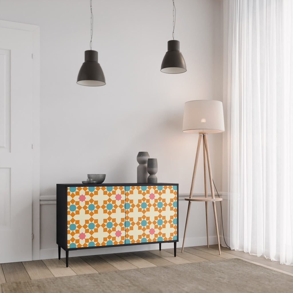 FLORAL DECOR 2-Door Sideboard in Black Finish