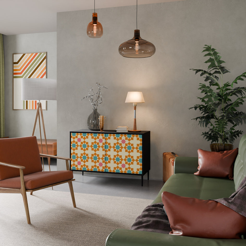 FLORAL DECOR 2-Door Sideboard in Black Finish