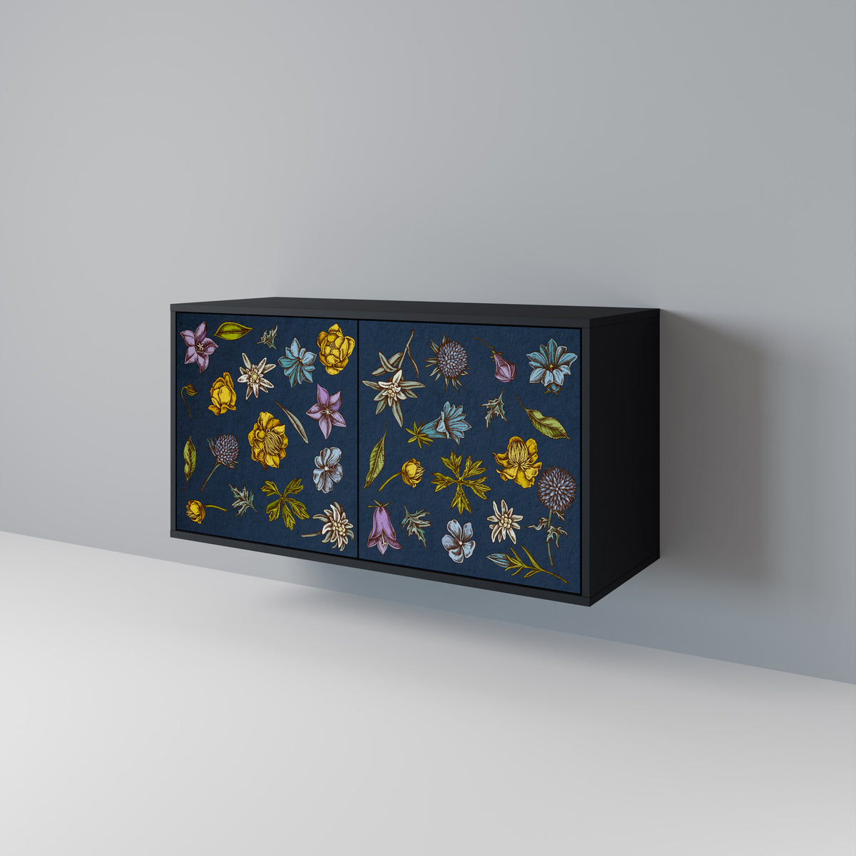 FLOWERS ON NAVY BLUE Aparador de 2 Puertas