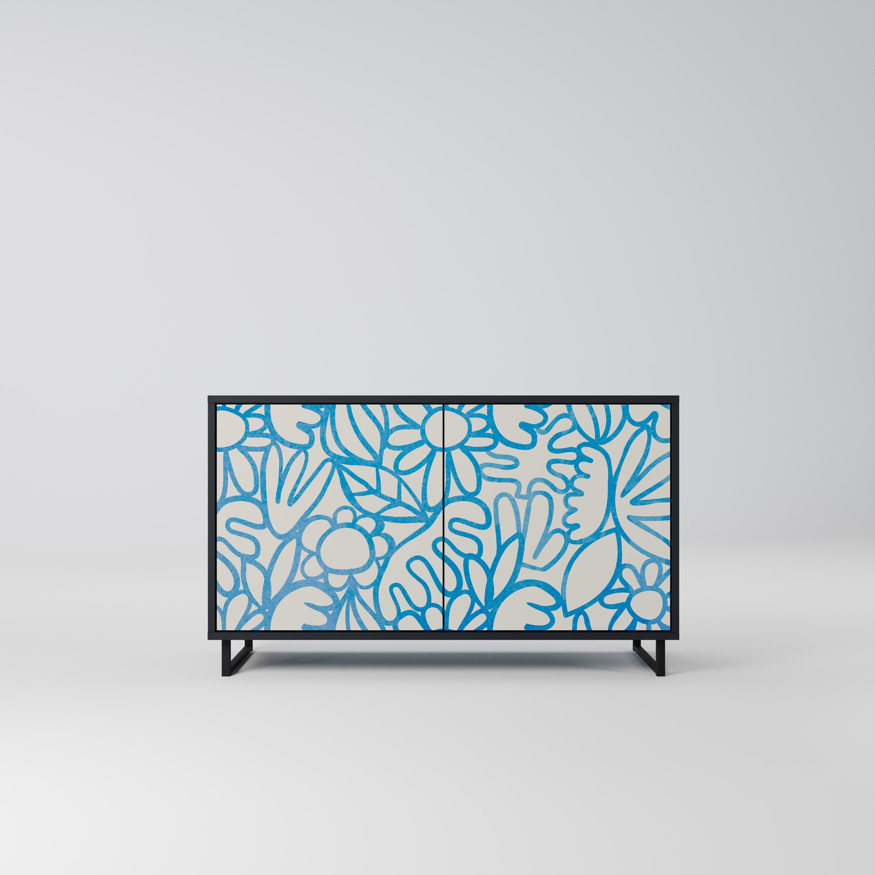 BLOOMY MORNING 2-Door Sideboard in Black Finish