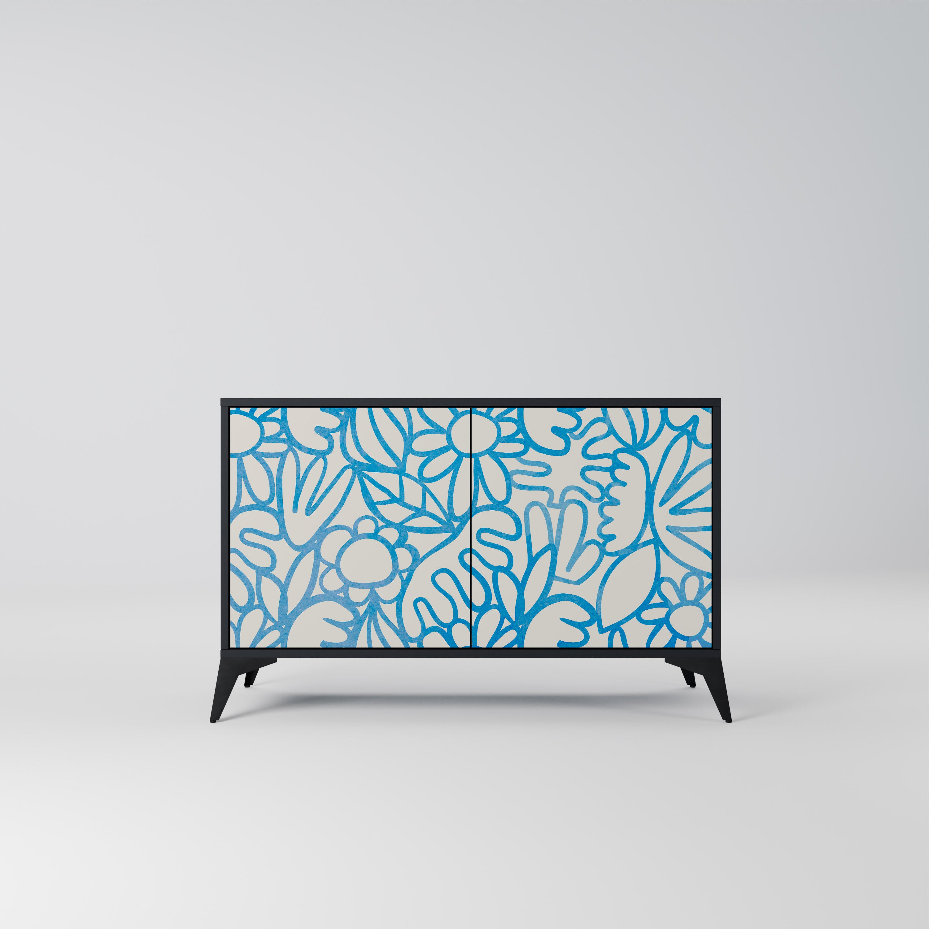 BLOOMY MORNING 2-Door Sideboard in Black Finish