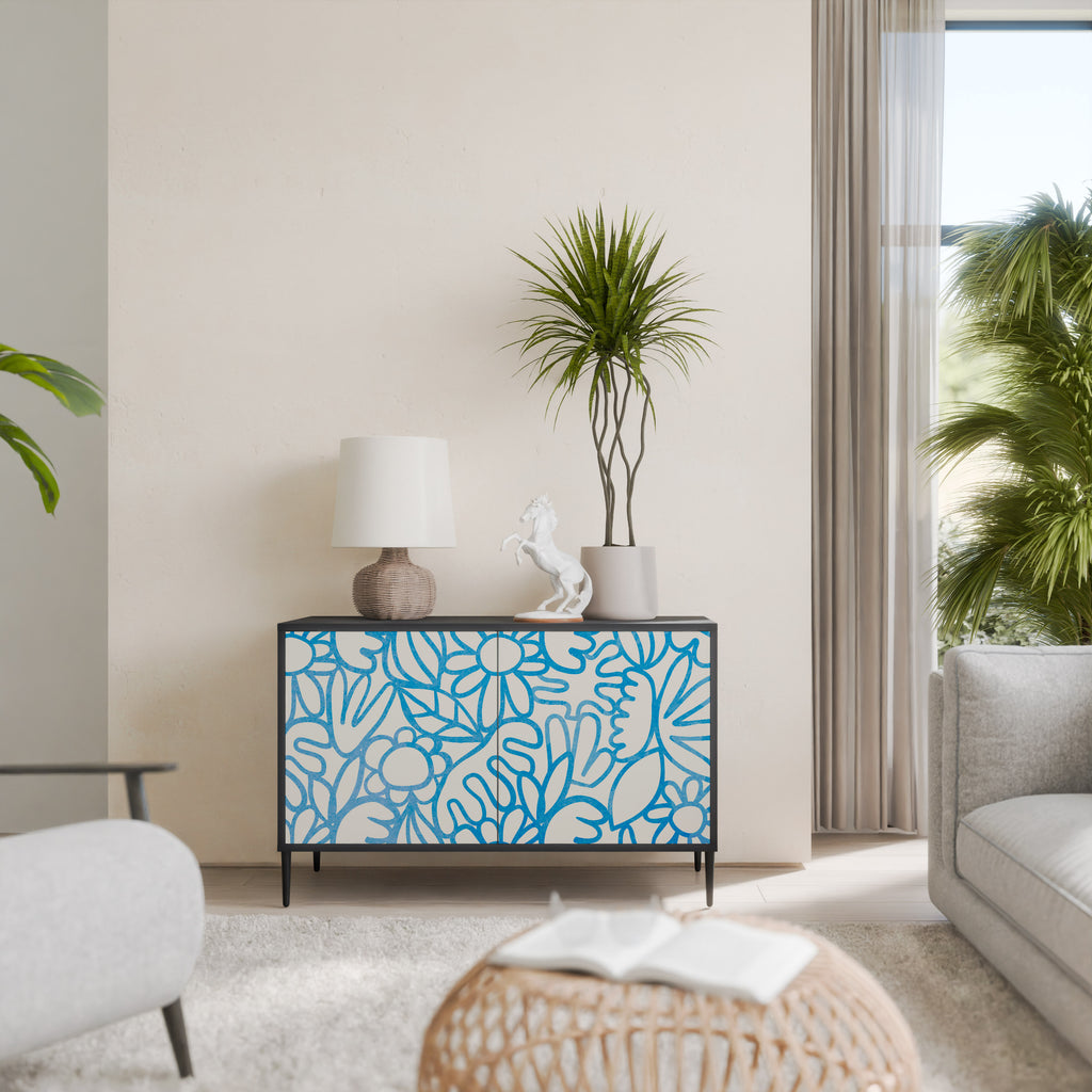 BLOOMY MORNING 2-Door Sideboard in Black Finish