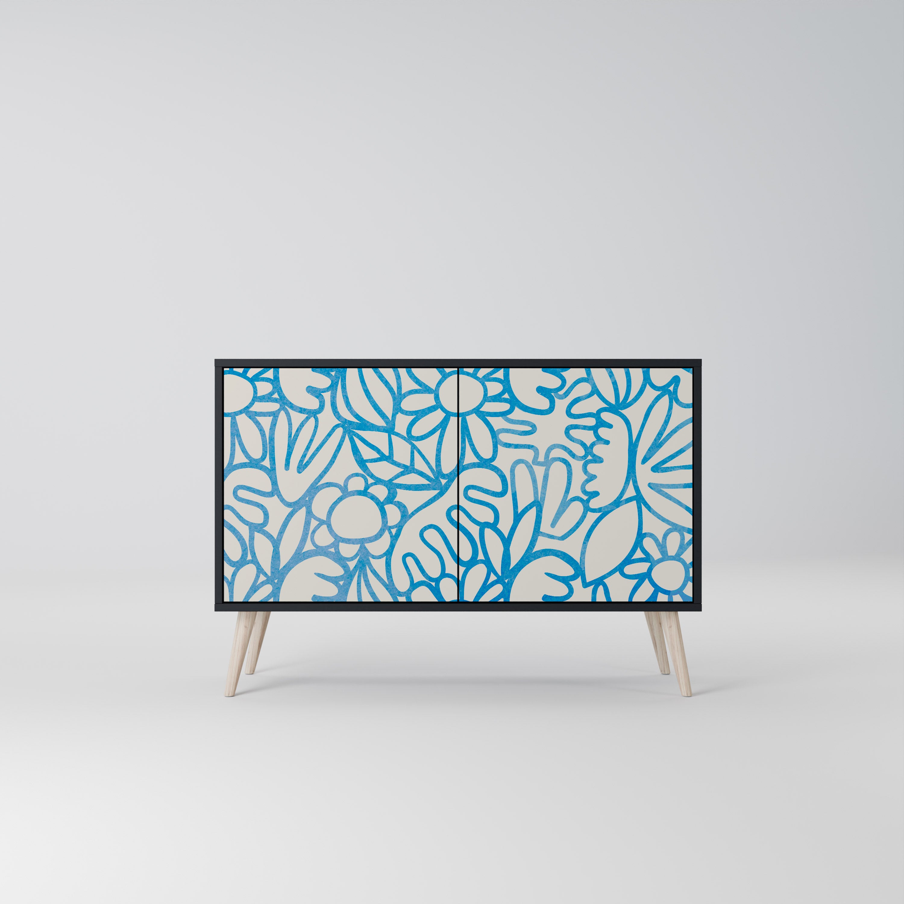 BLOOMY MORNING 2-Door Sideboard in Black Finish