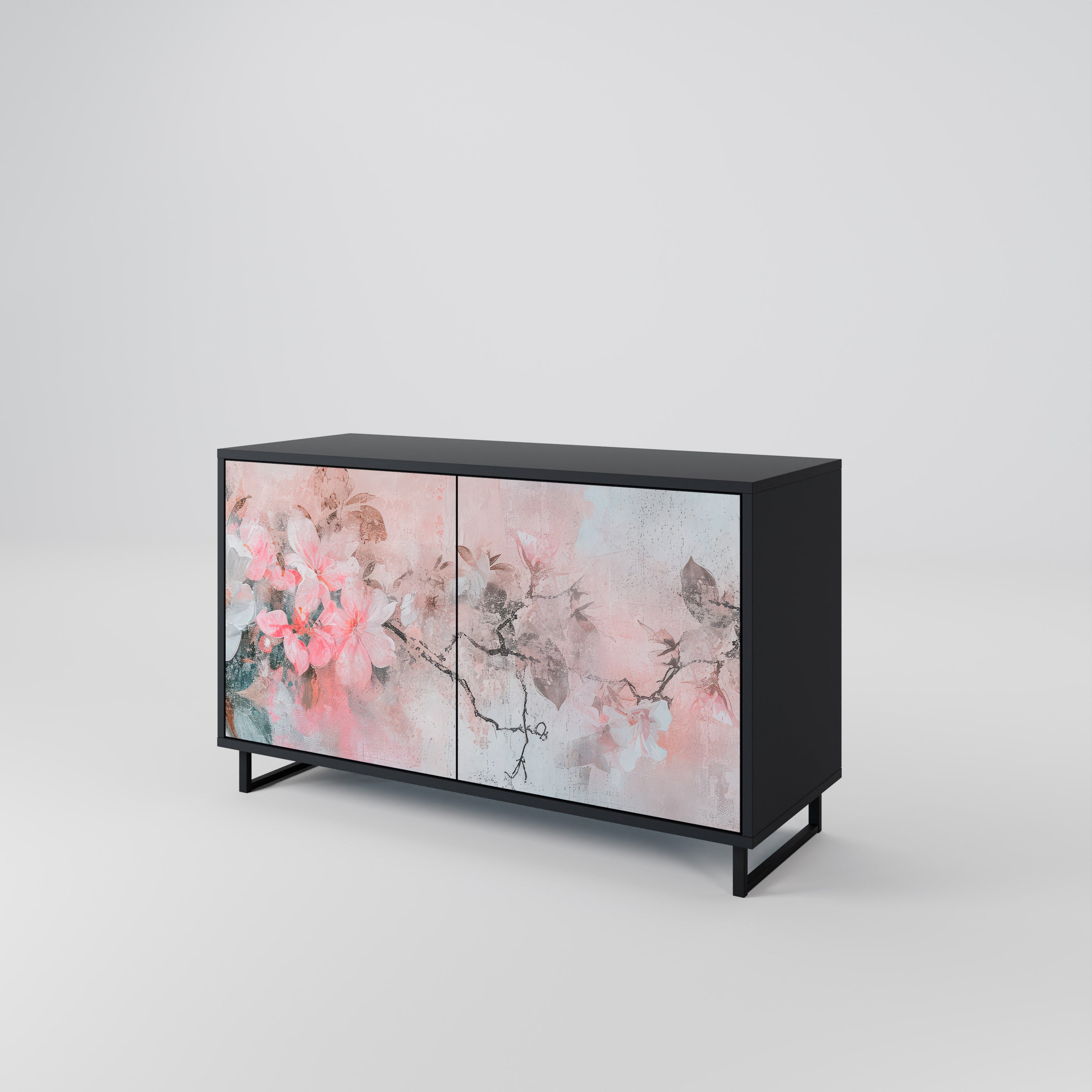 CHERRY BLOSSOM 2-Door Sideboard in Black Finish