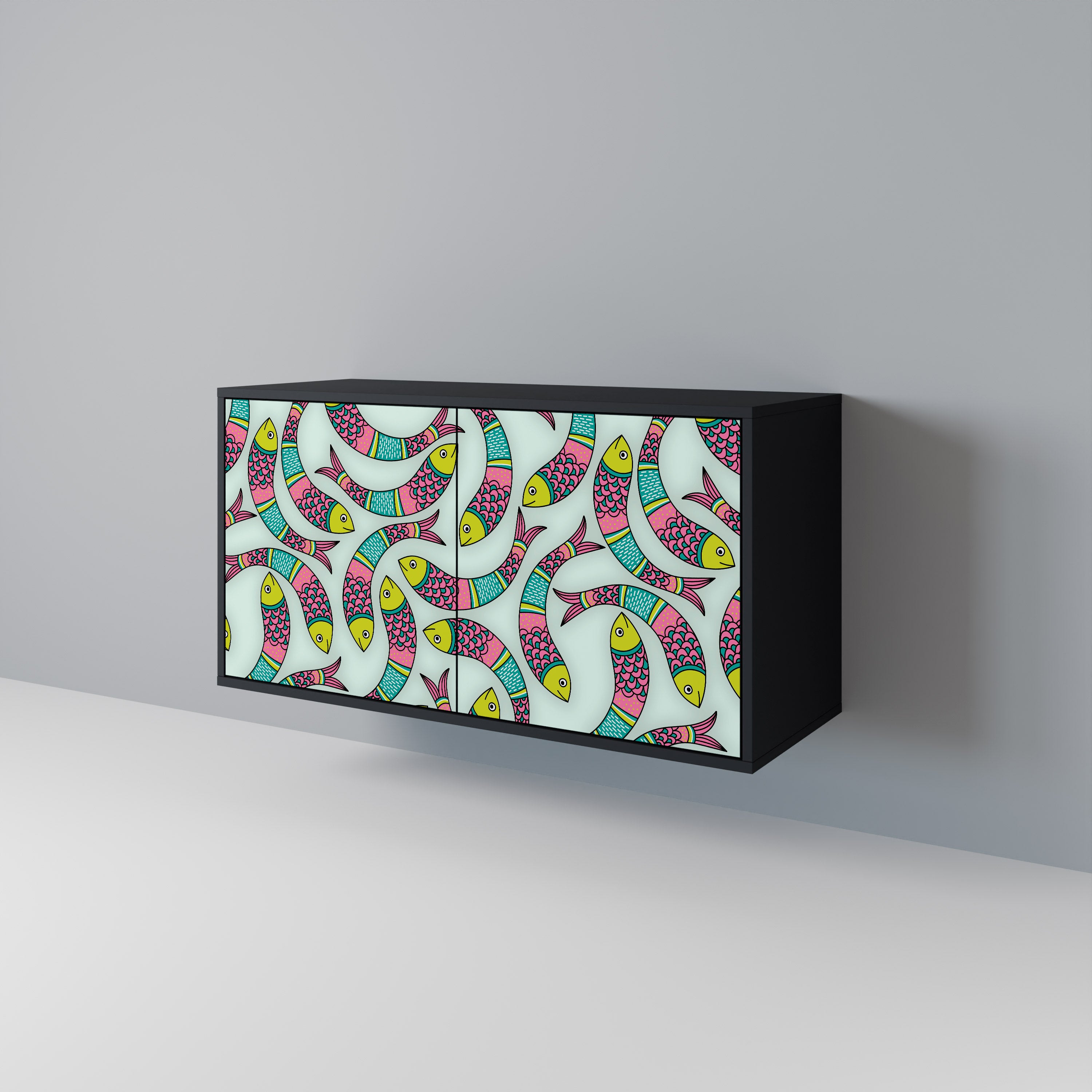 INDIAN FISH 2-Door Sideboard in Black Finish