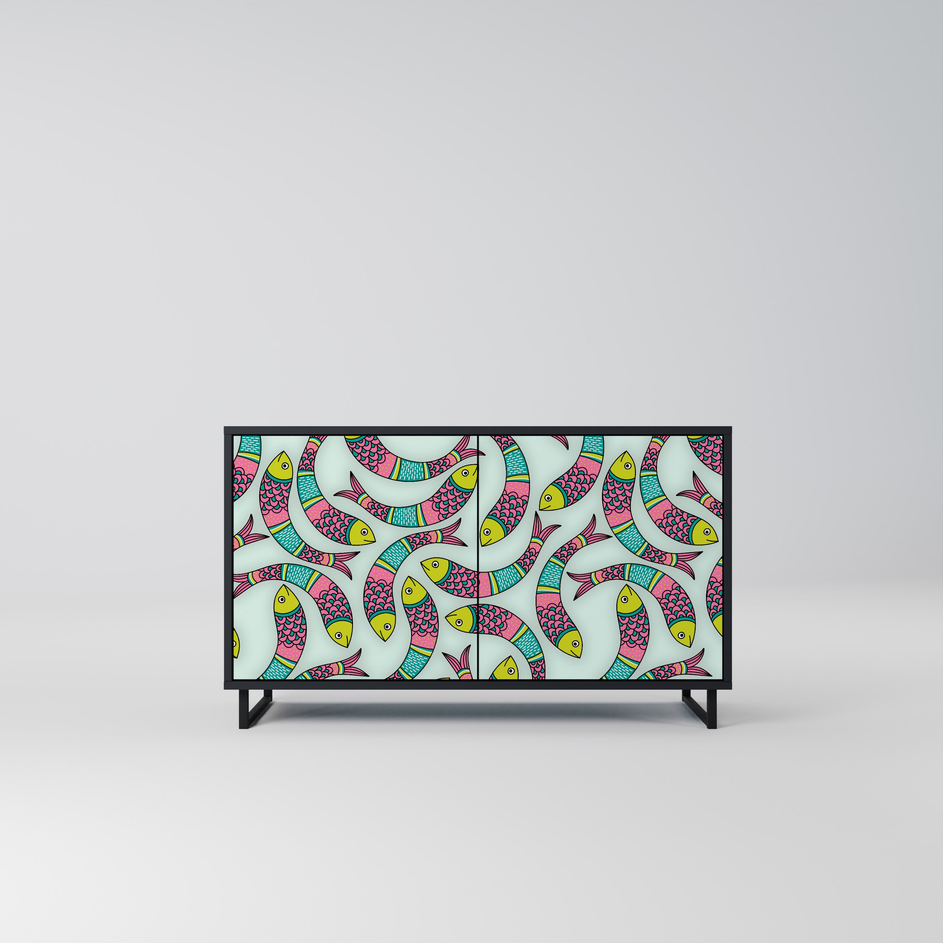 INDIAN FISH 2-Door Sideboard in Black Finish