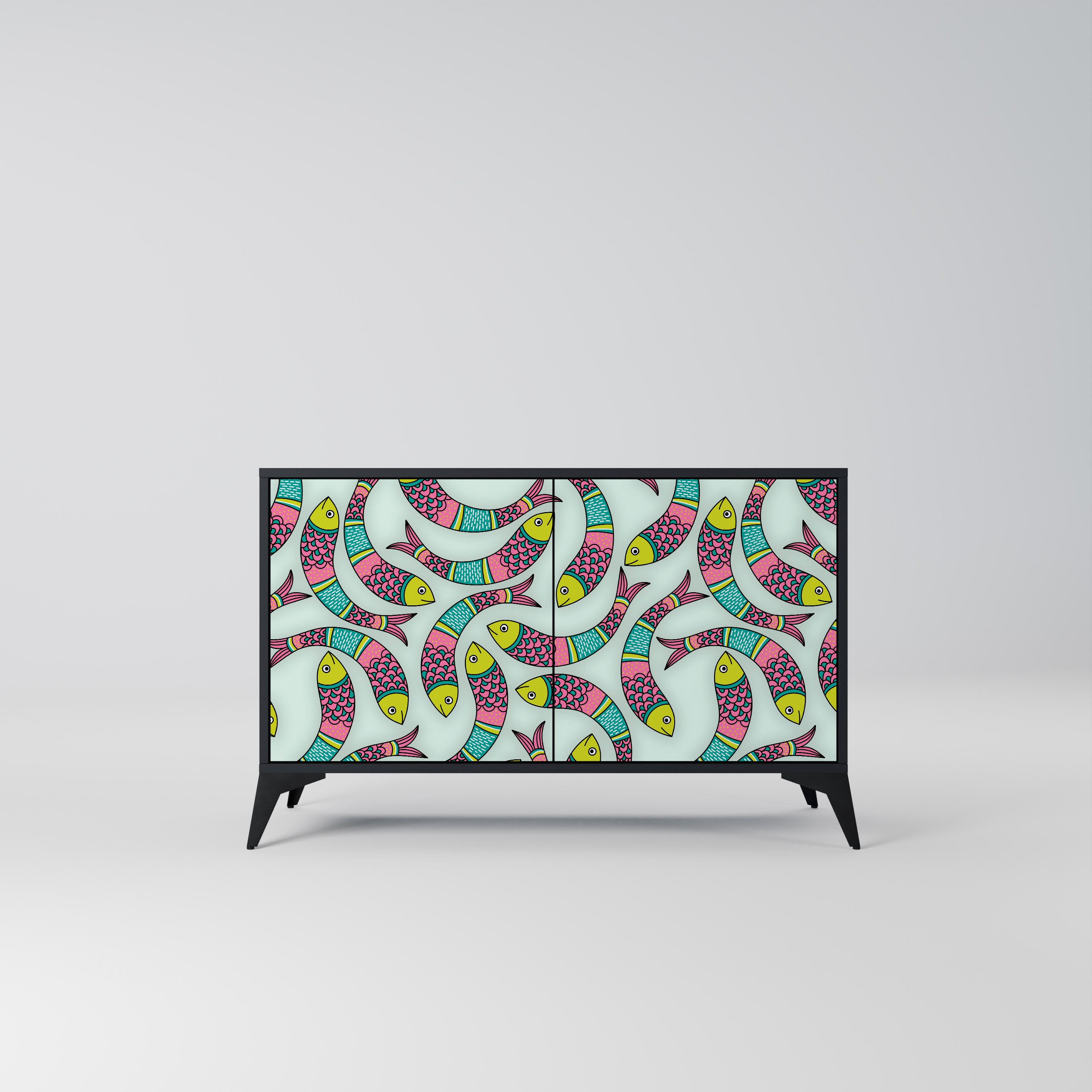 INDIAN FISH 2-Door Sideboard in Black Finish