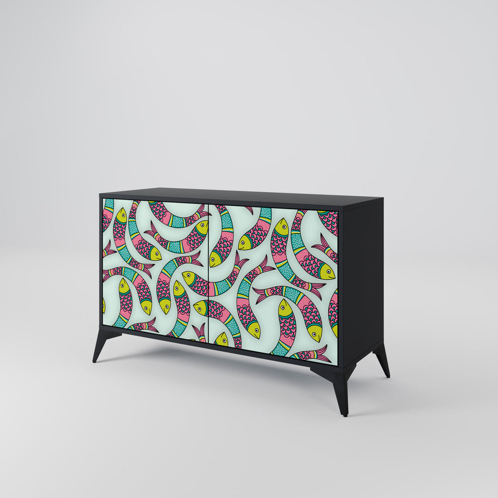 INDIAN FISH 2-Door Sideboard in Black Finish