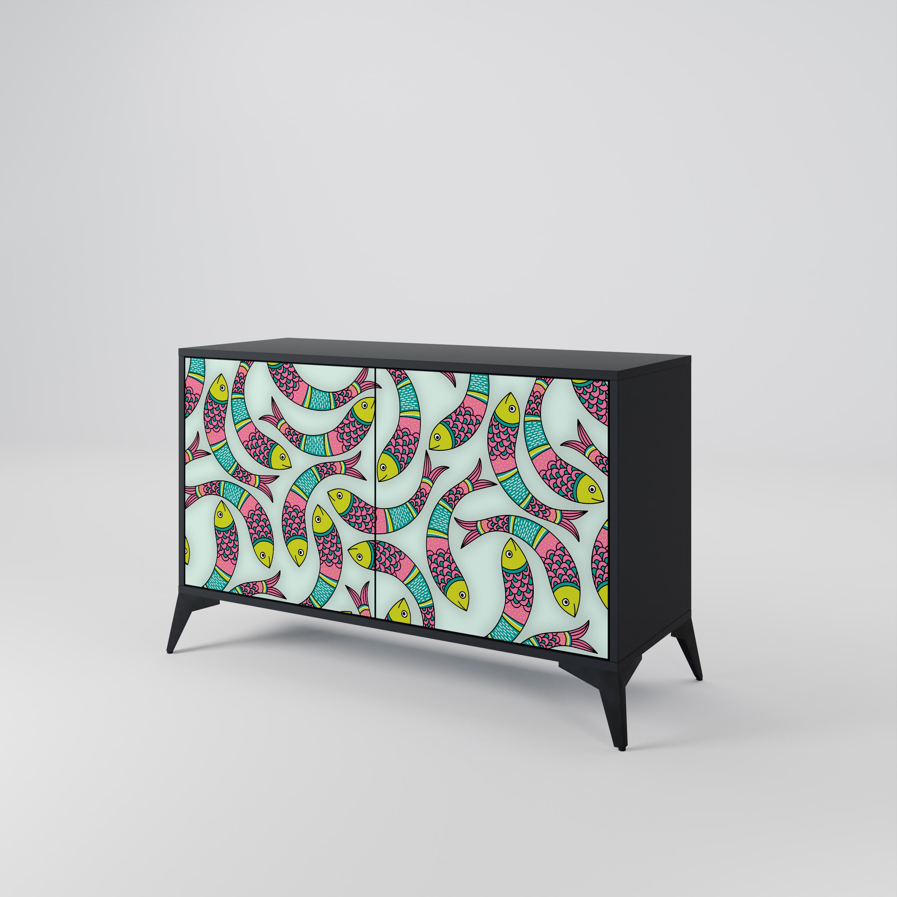 INDIAN FISH 2-Door Sideboard in Black Finish