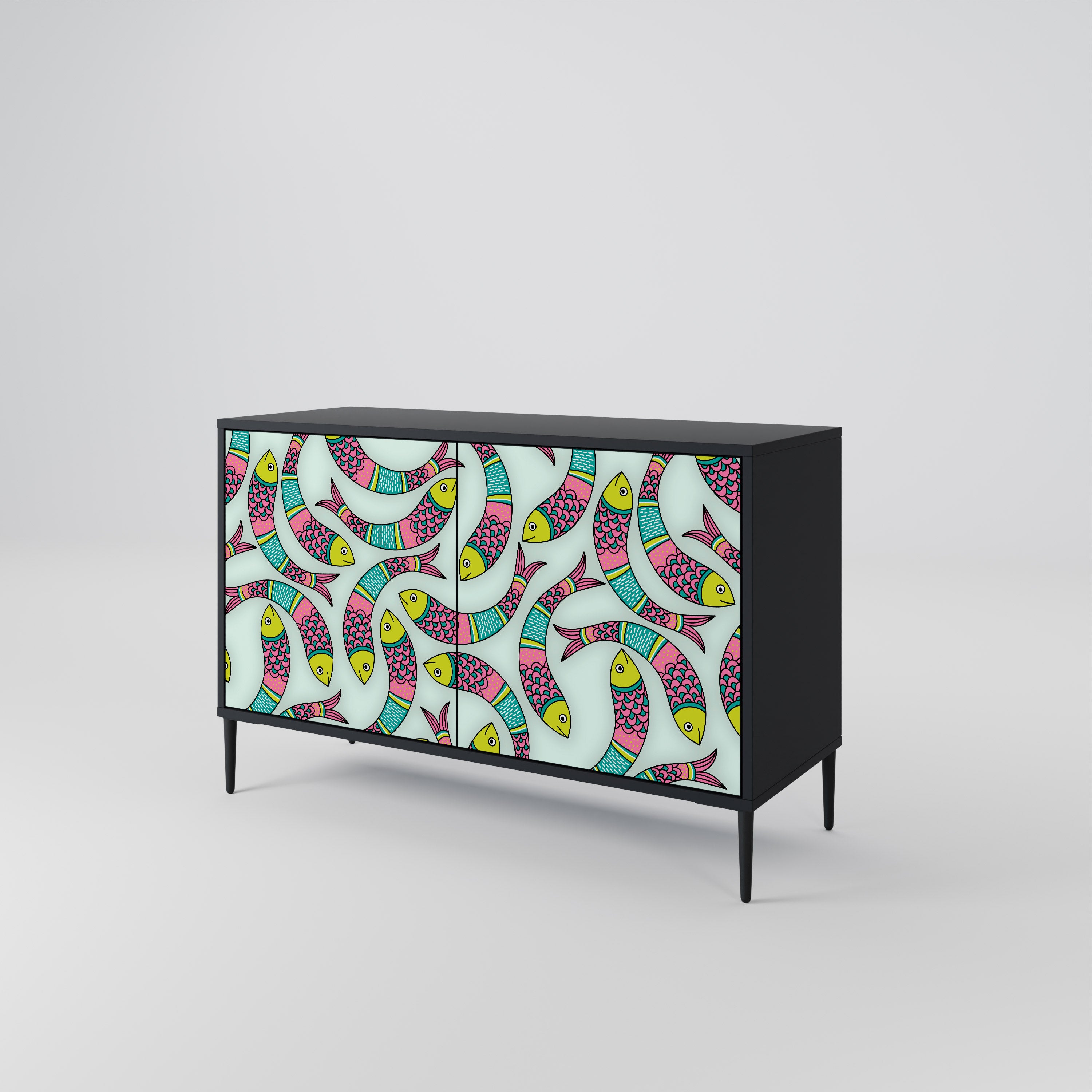 INDIAN FISH 2-Door Sideboard in Black Finish
