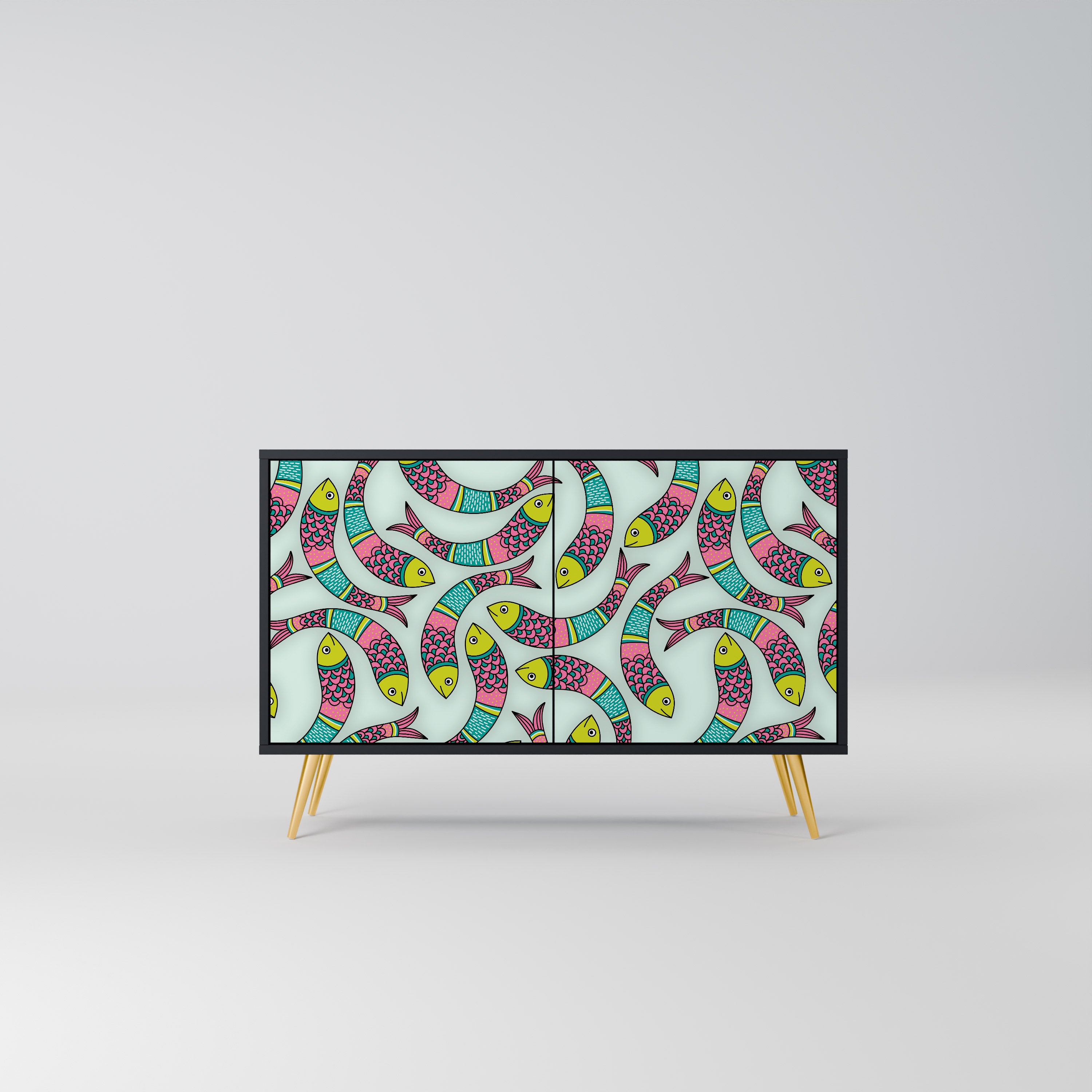 INDIAN FISH 2-Door Sideboard in Black Finish